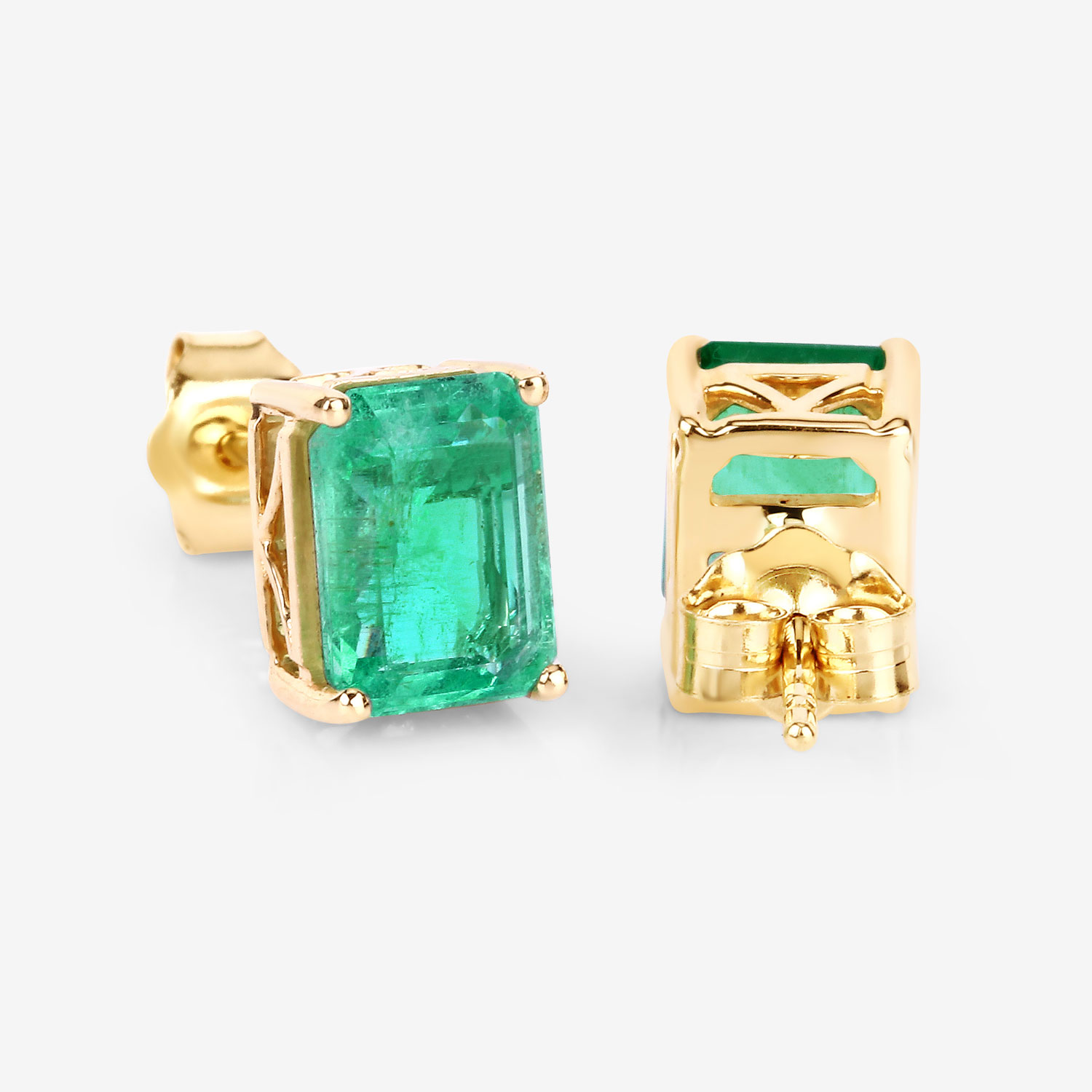 2.75 Carat Genuine Ethiopian Emerald 14K Yellow Gold Earrings