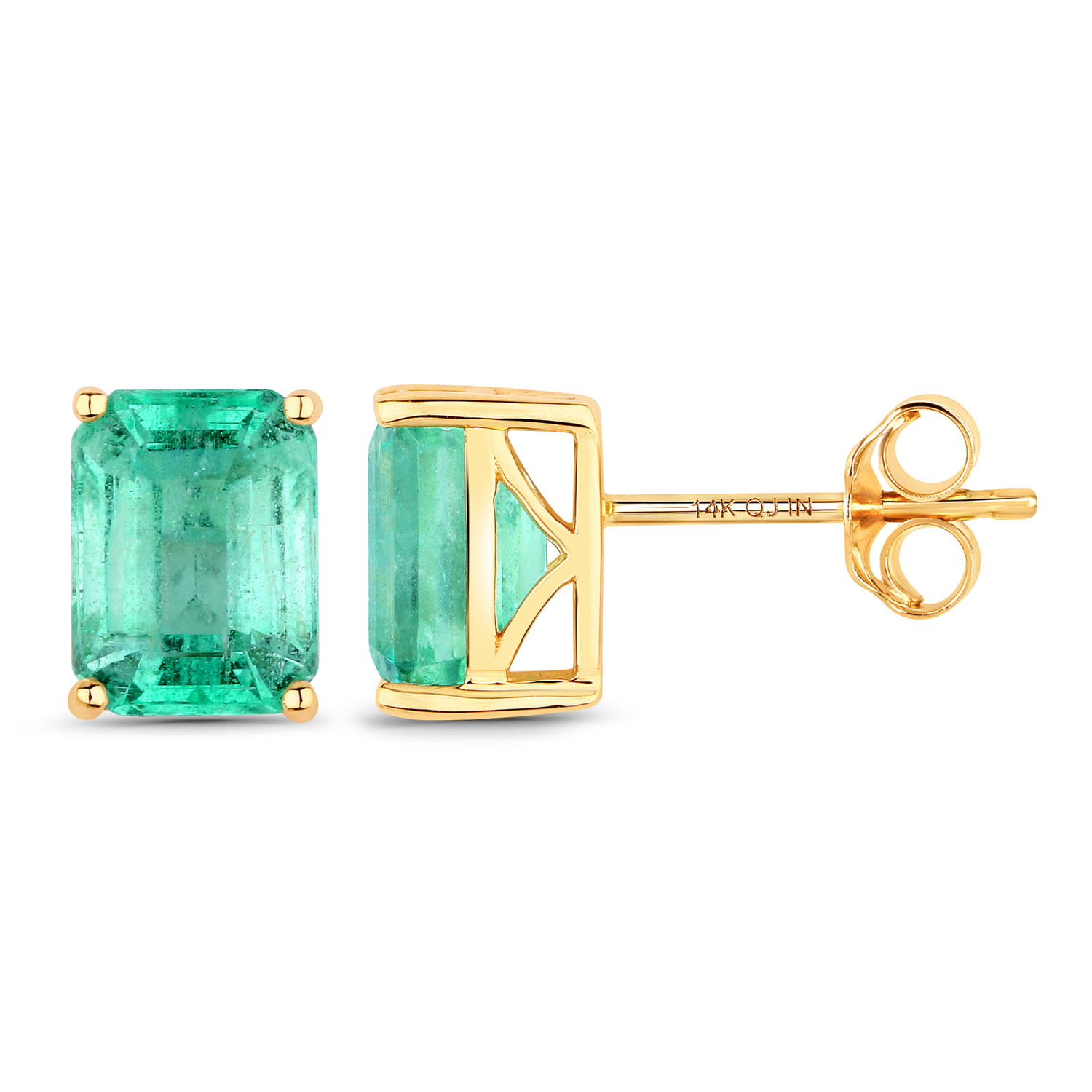 2.75 Carat Genuine Ethiopian Emerald 14K Yellow Gold Earrings