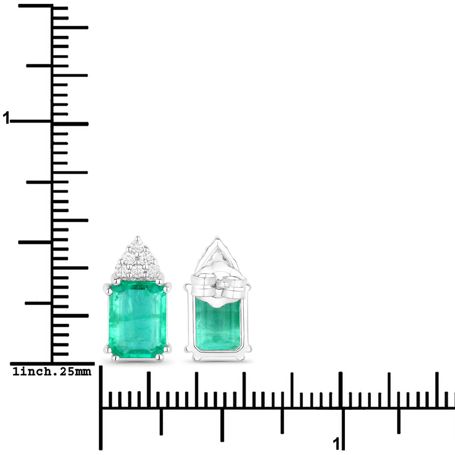 2.87 Carat Genuine Ethiopian Emerald and White Diamond 14K White Gold Earrings