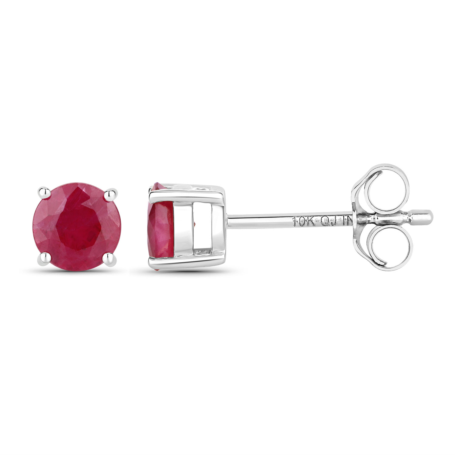 0.86 Carat Genuine Ruby 10K White Gold Earrings