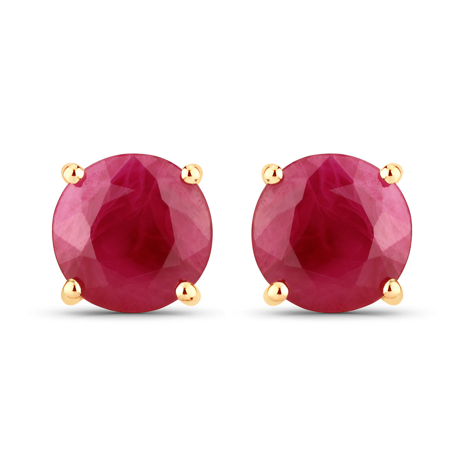 0.86 Carat Genuine Ruby 10K Yellow Gold Earrings