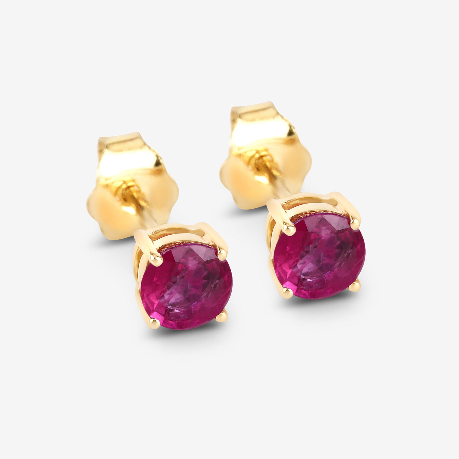 0.86 Carat Genuine Ruby 10K Yellow Gold Earrings