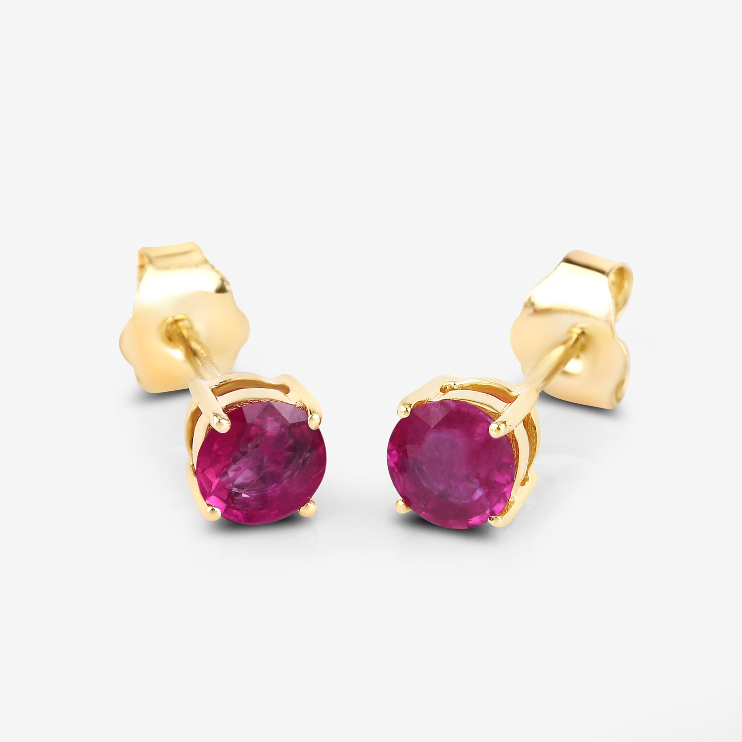 0.86 Carat Genuine Ruby 10K Yellow Gold Earrings