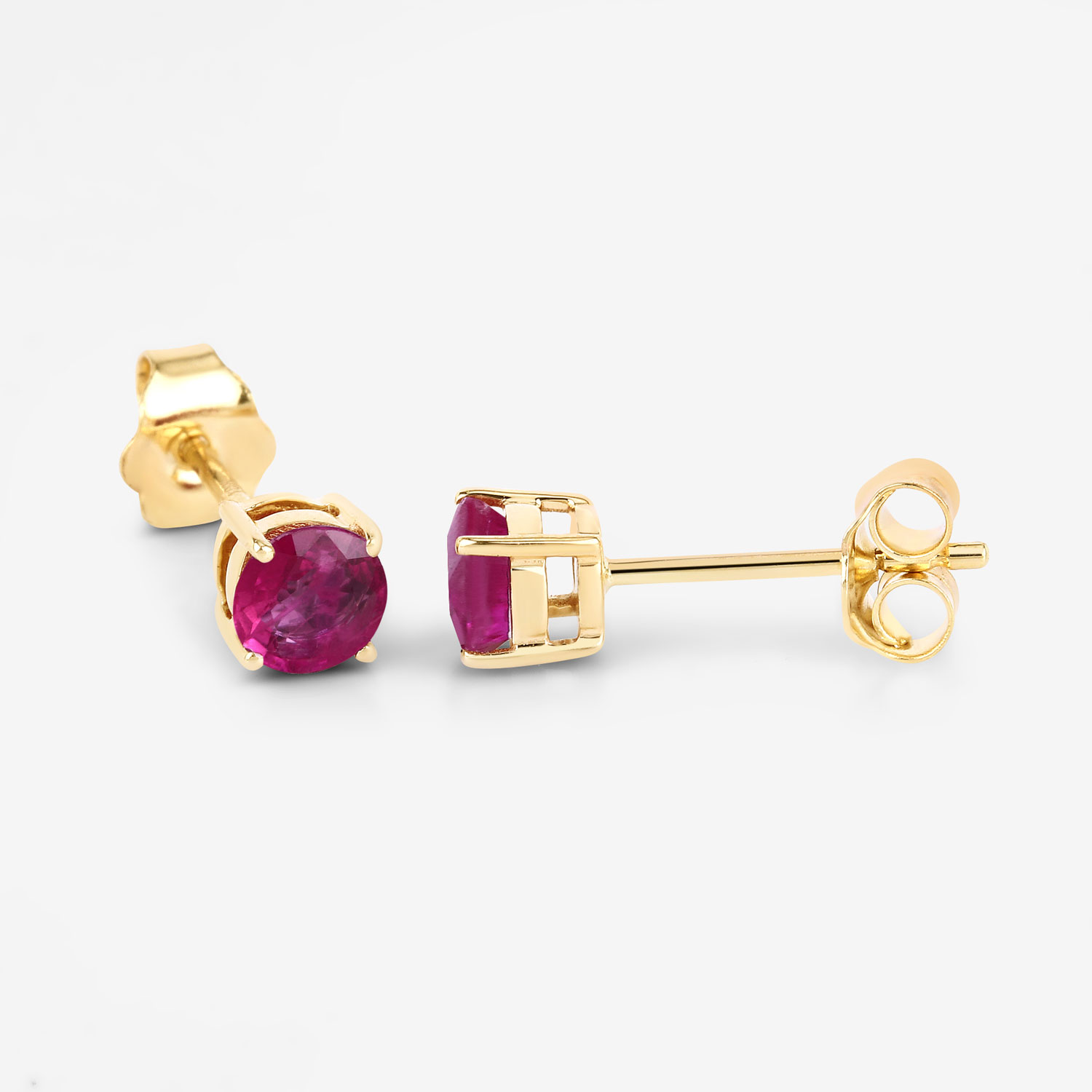 0.86 Carat Genuine Ruby 10K Yellow Gold Earrings