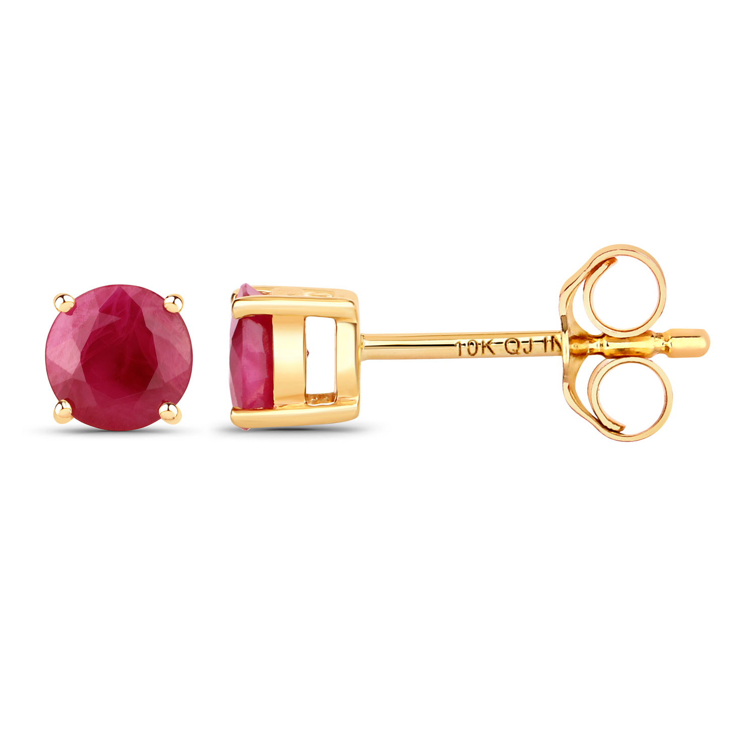 0.86 Carat Genuine Ruby 10K Yellow Gold Earrings