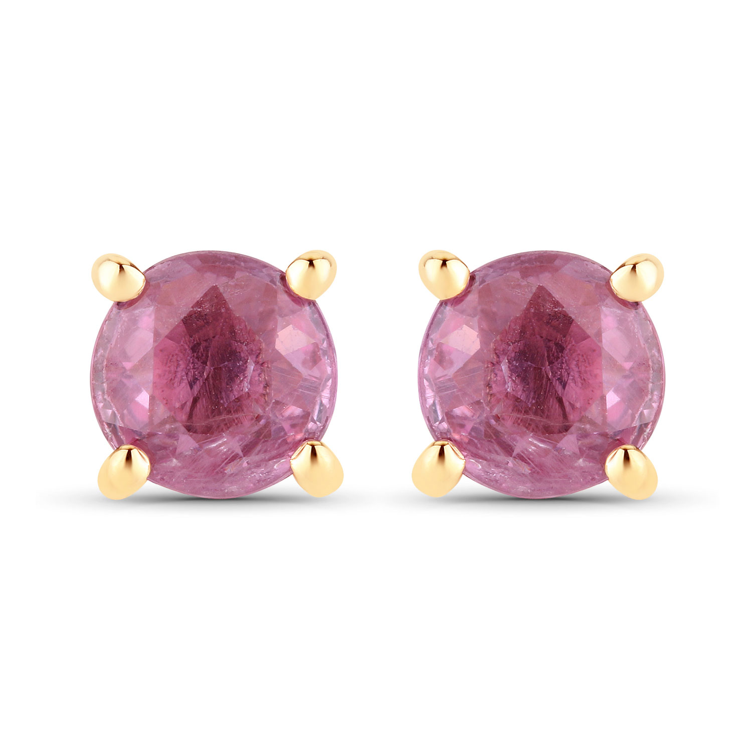 1.30 Carat Genuine Pink Sapphire 10K Yellow Gold Earrings