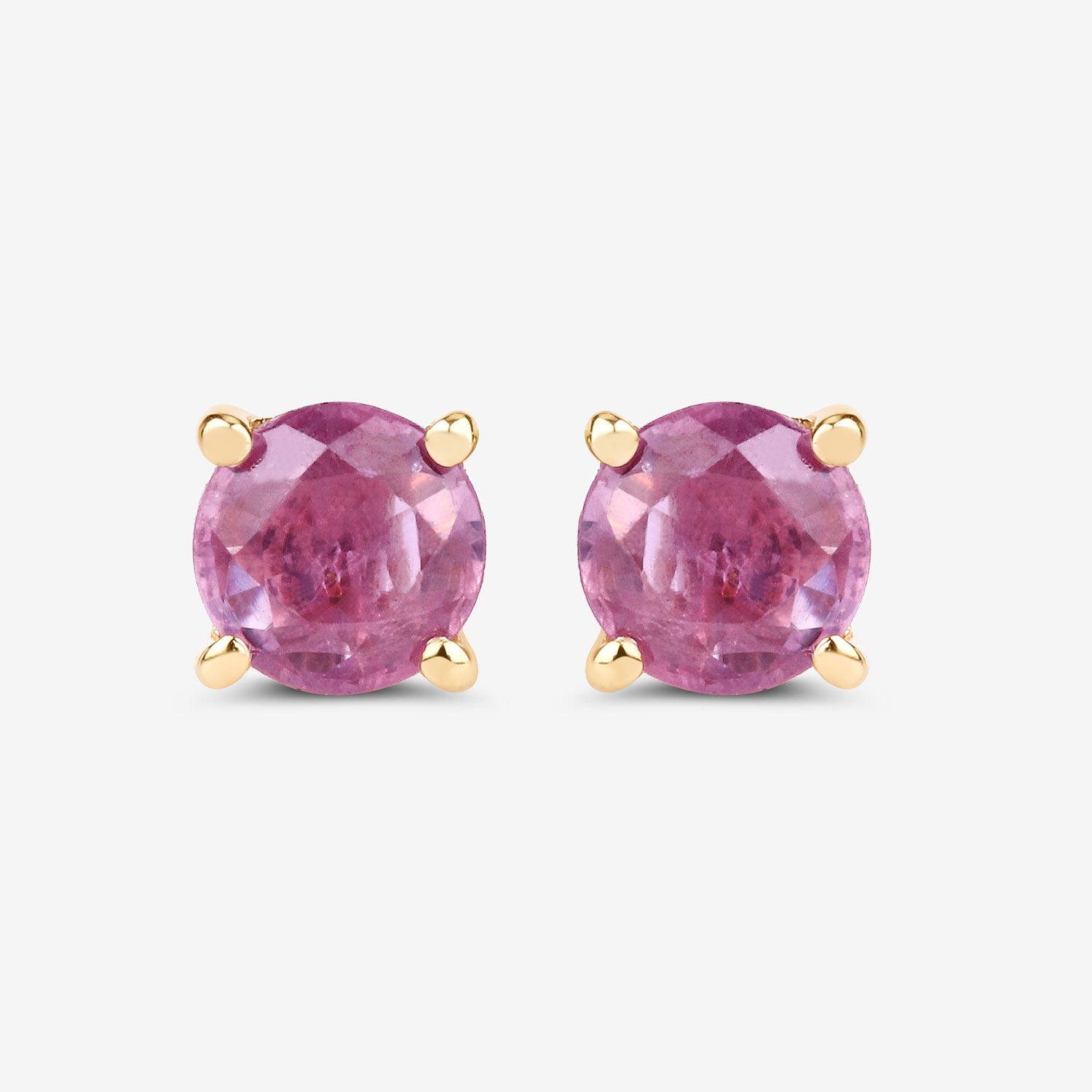 1.30 Carat Genuine Pink Sapphire 10K Yellow Gold Earrings