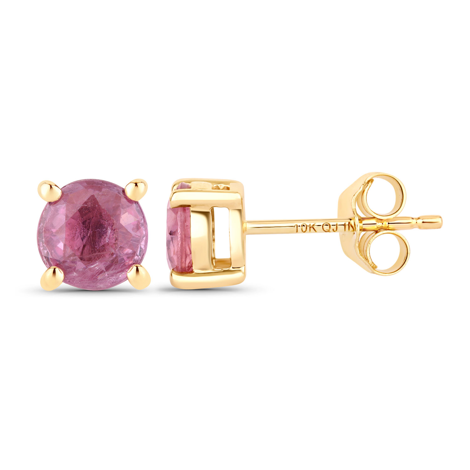 1.30 Carat Genuine Pink Sapphire 10K Yellow Gold Earrings