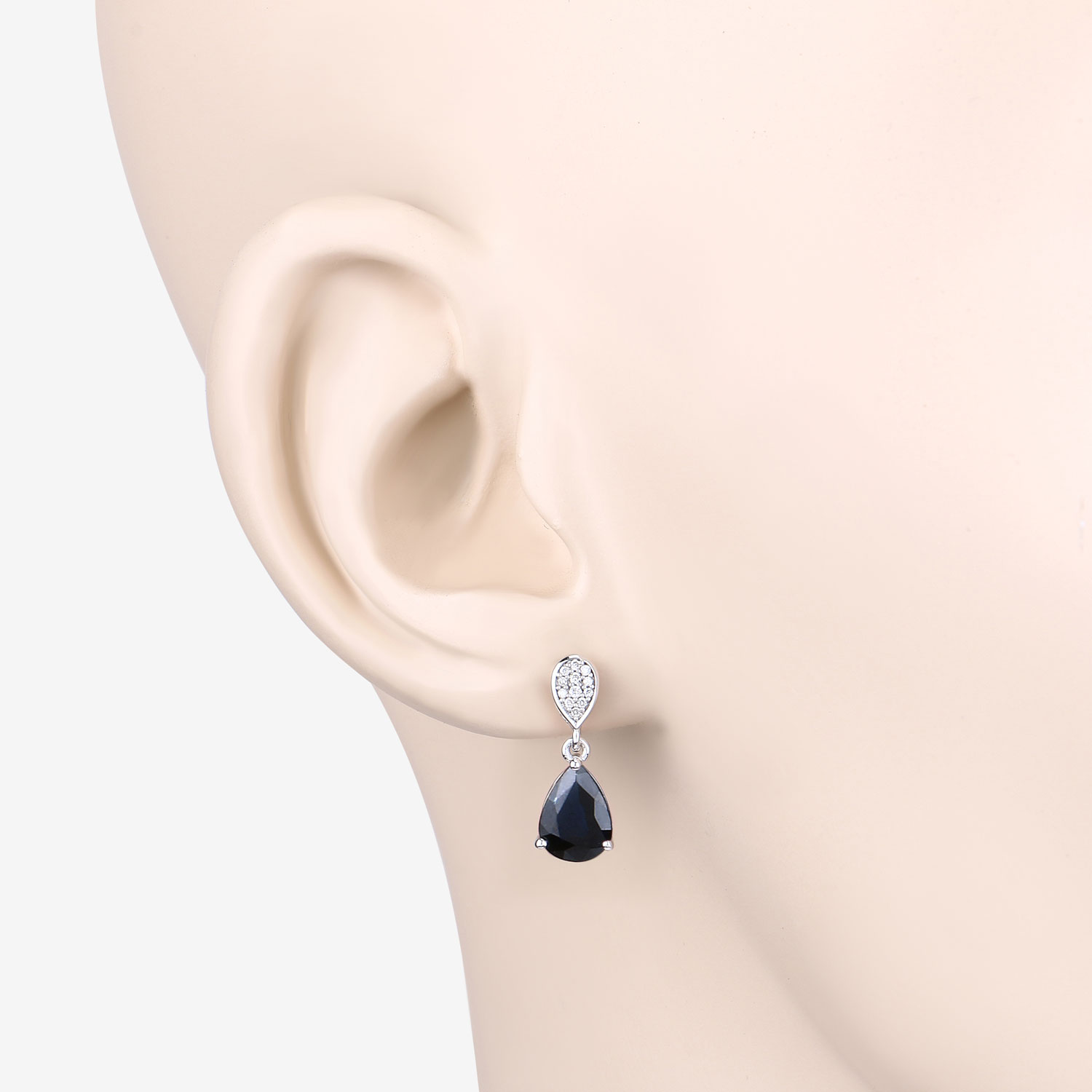 2.76 Carat Genuine Blue Sapphire and White Diamond 10K White Gold Earrings