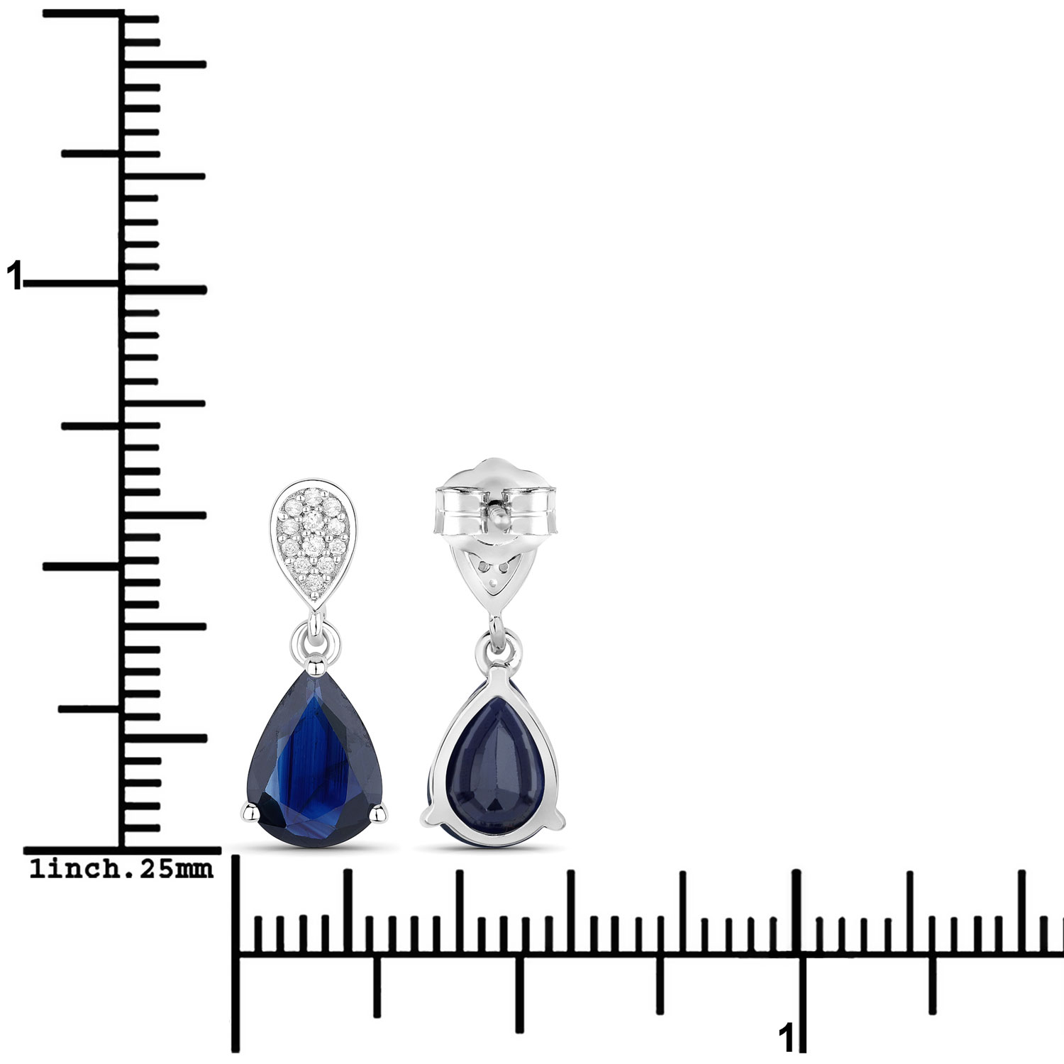 2.76 Carat Genuine Blue Sapphire and White Diamond 10K White Gold Earrings