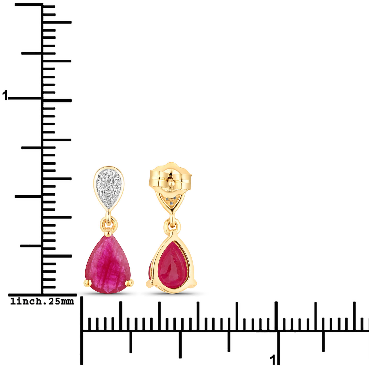 2.46 Carat Genuine Ruby and White Diamond 10K Yellow Gold Earrings