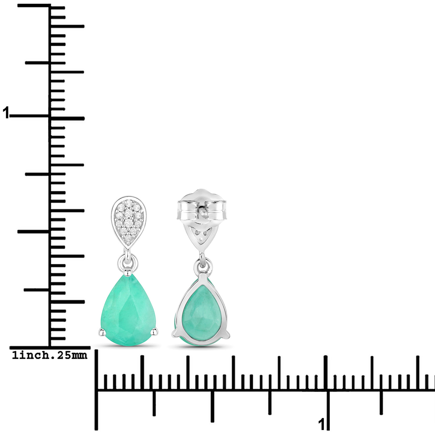 2.28 Carat Genuine Zambian Emerald and White Diamond 10K White Gold Earrings