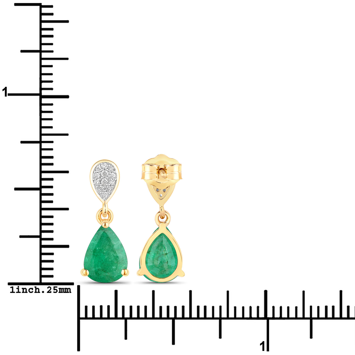 2.28 Carat Genuine Zambian Emerald and White Diamond 10K Yellow Gold Earrings