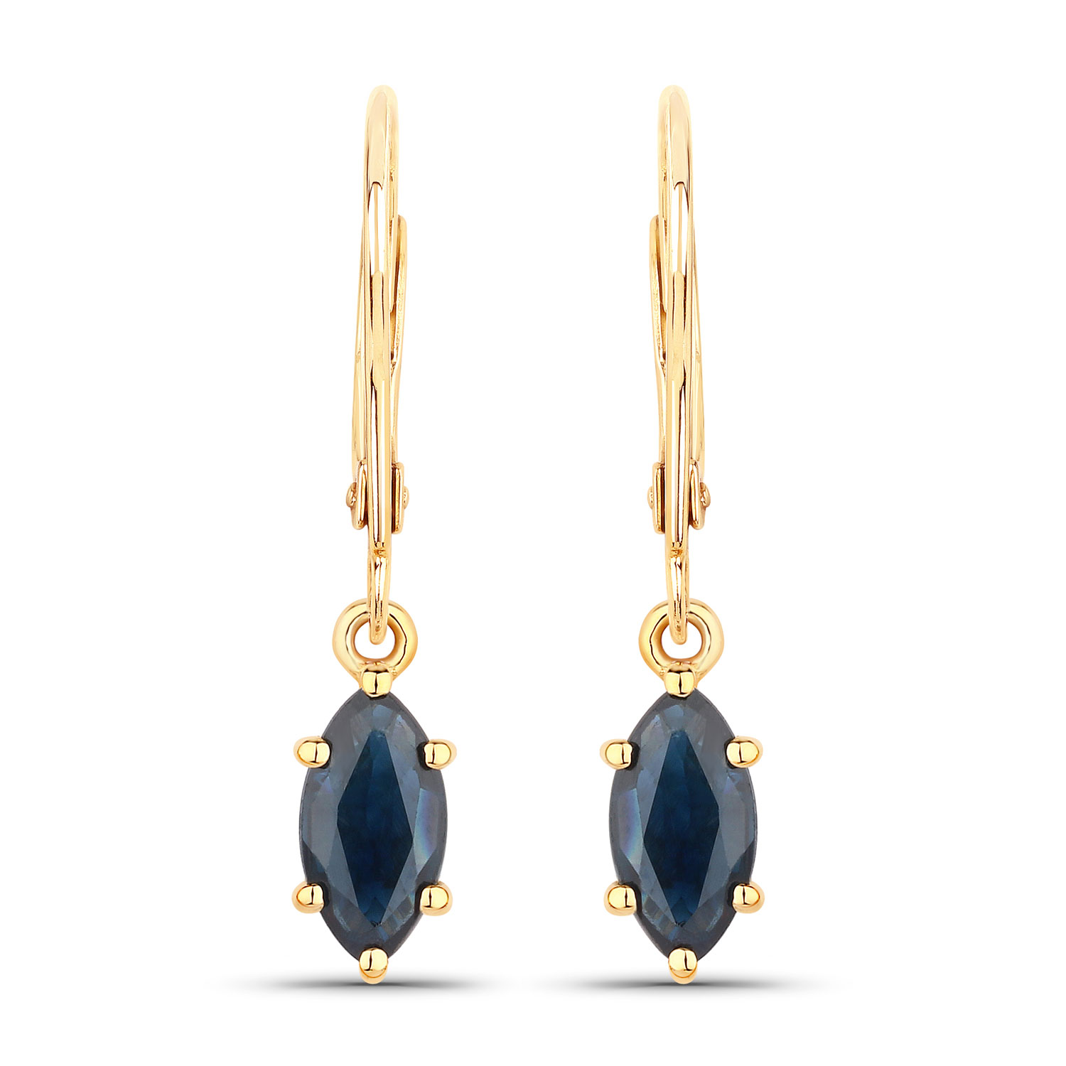 1.20 Carat Genuine Blue Sapphire 10K Yellow Gold Earrings