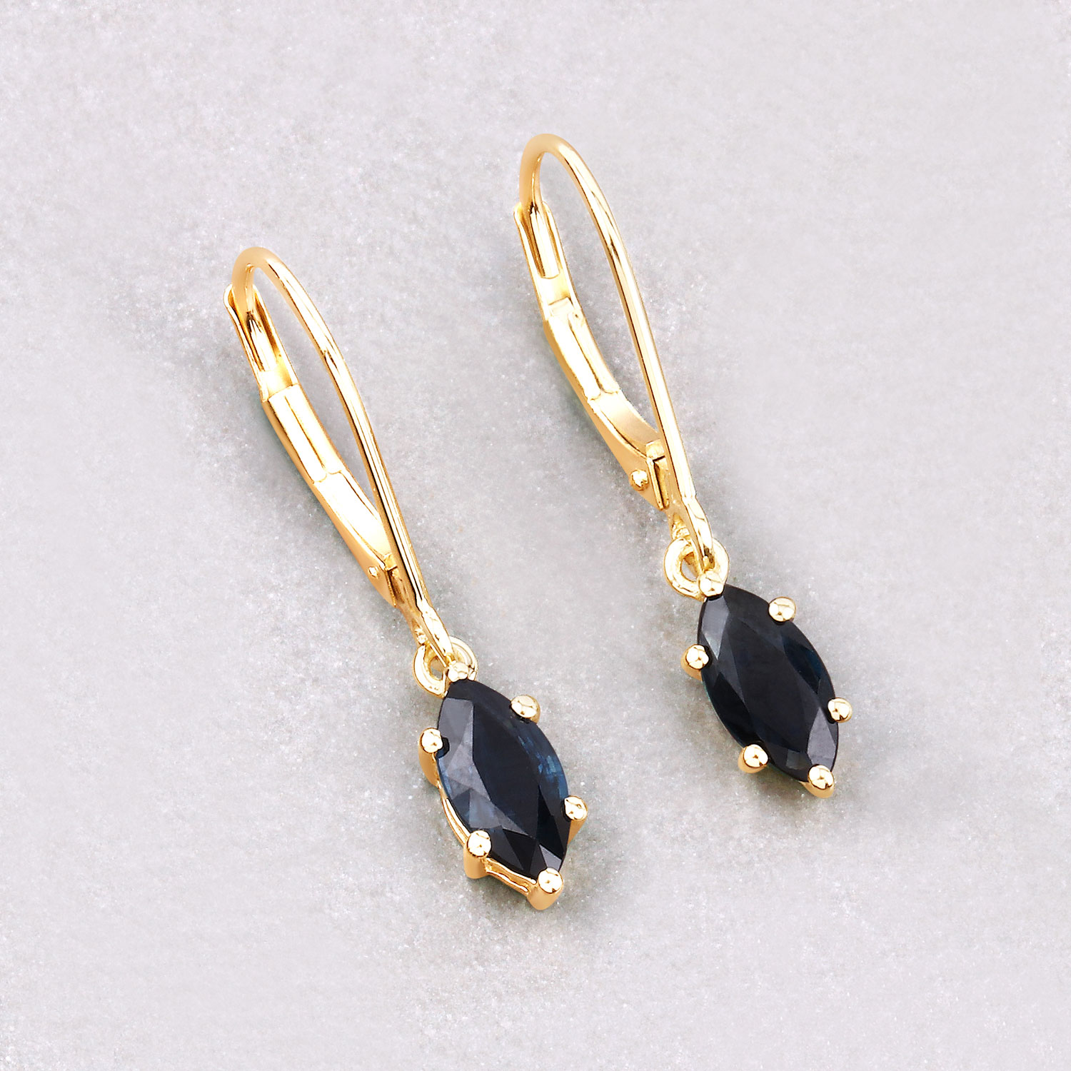 1.20 Carat Genuine Blue Sapphire 10K Yellow Gold Earrings
