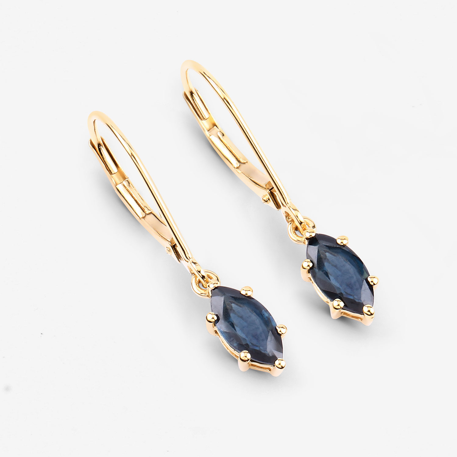 1.20 Carat Genuine Blue Sapphire 10K Yellow Gold Earrings