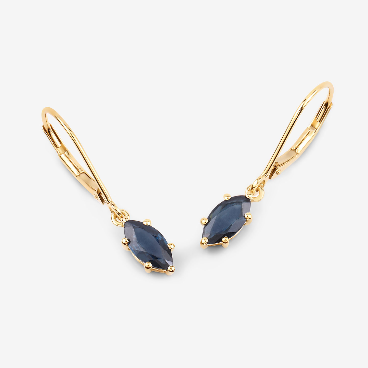 1.20 Carat Genuine Blue Sapphire 10K Yellow Gold Earrings
