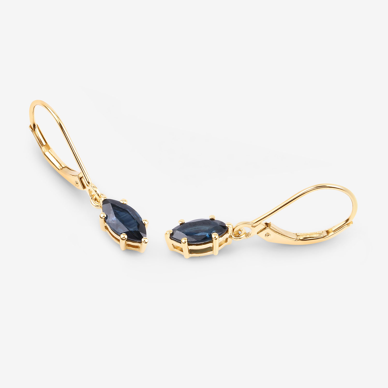 1.20 Carat Genuine Blue Sapphire 10K Yellow Gold Earrings