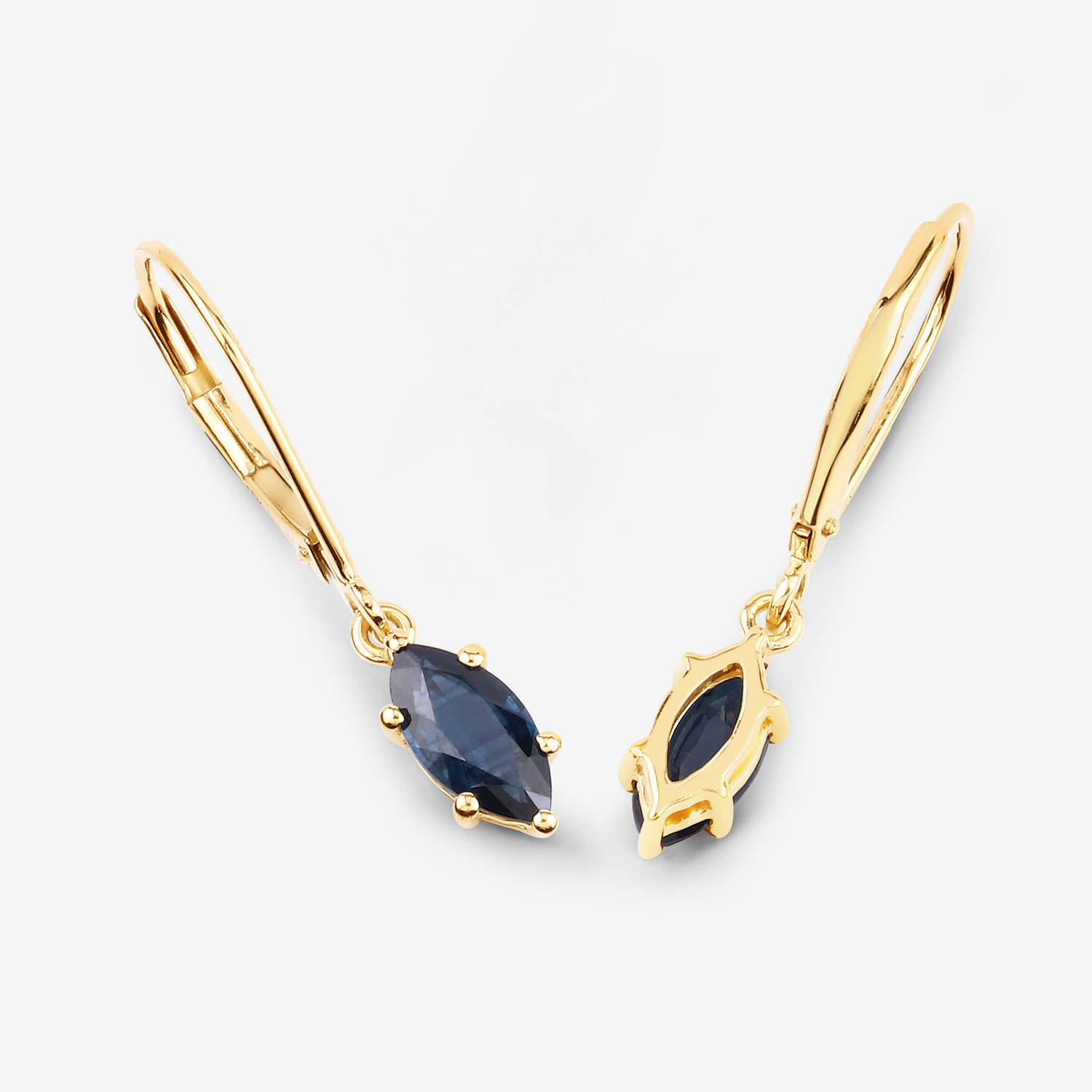 1.20 Carat Genuine Blue Sapphire 10K Yellow Gold Earrings