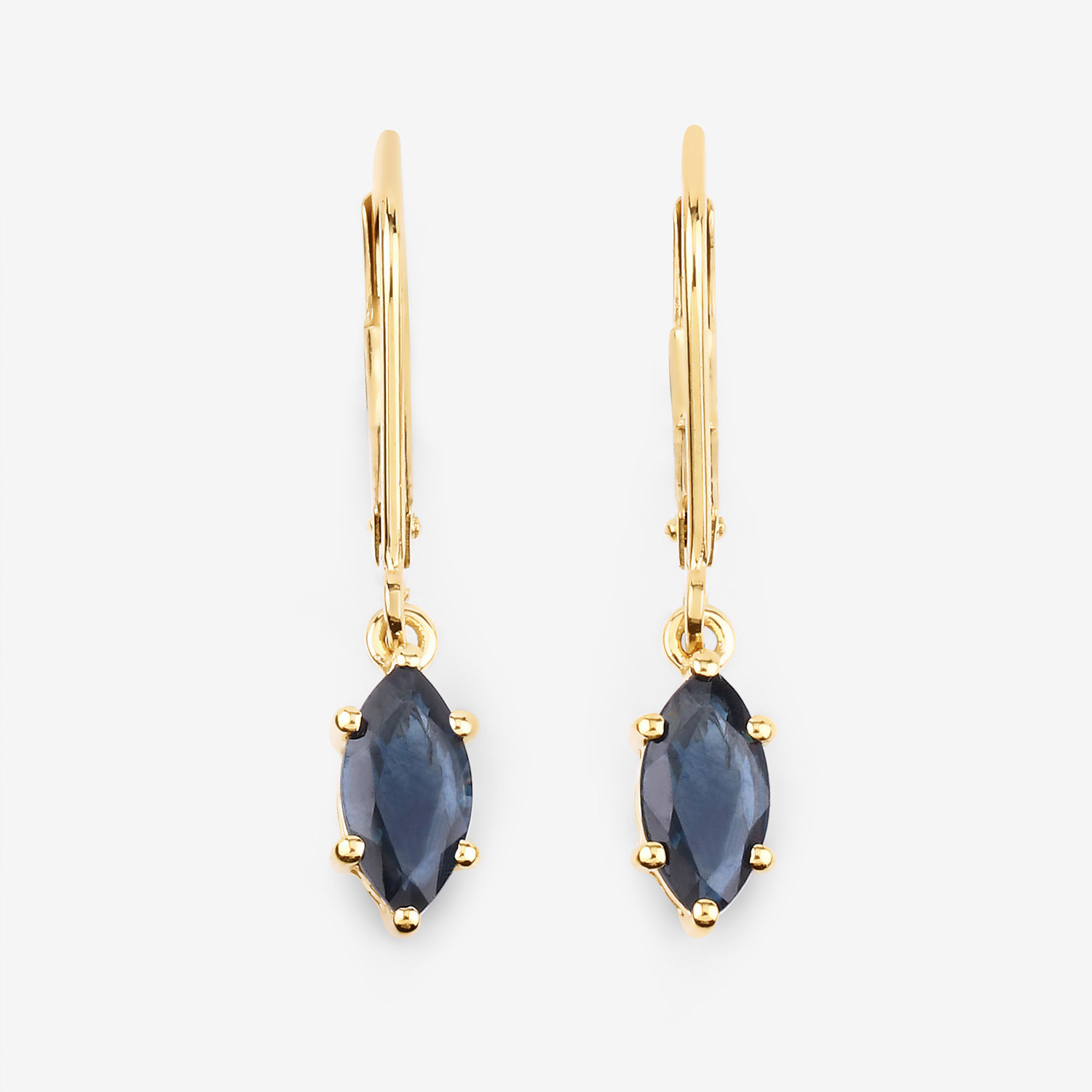 1.20 Carat Genuine Blue Sapphire 10K Yellow Gold Earrings