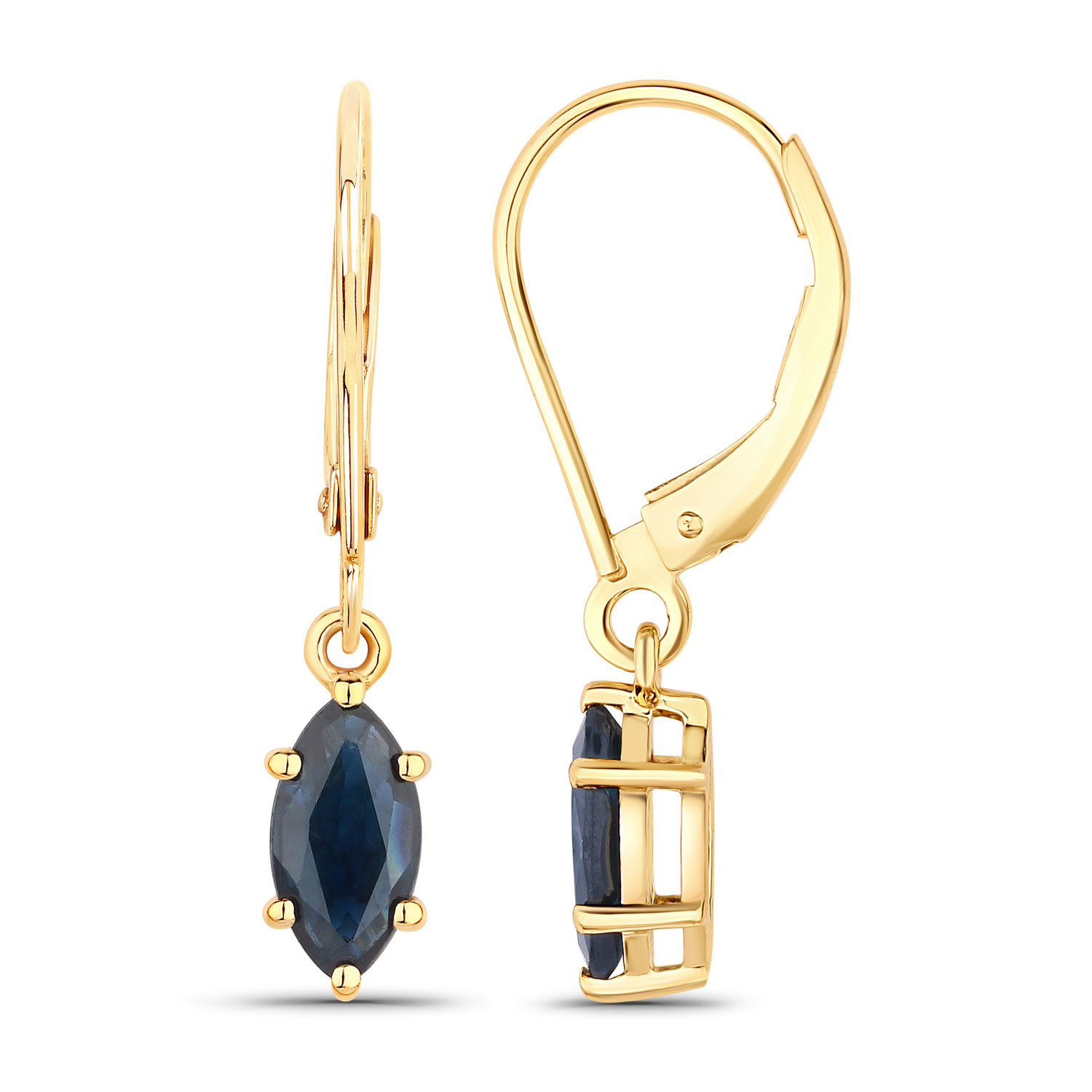 1.20 Carat Genuine Blue Sapphire 10K Yellow Gold Earrings