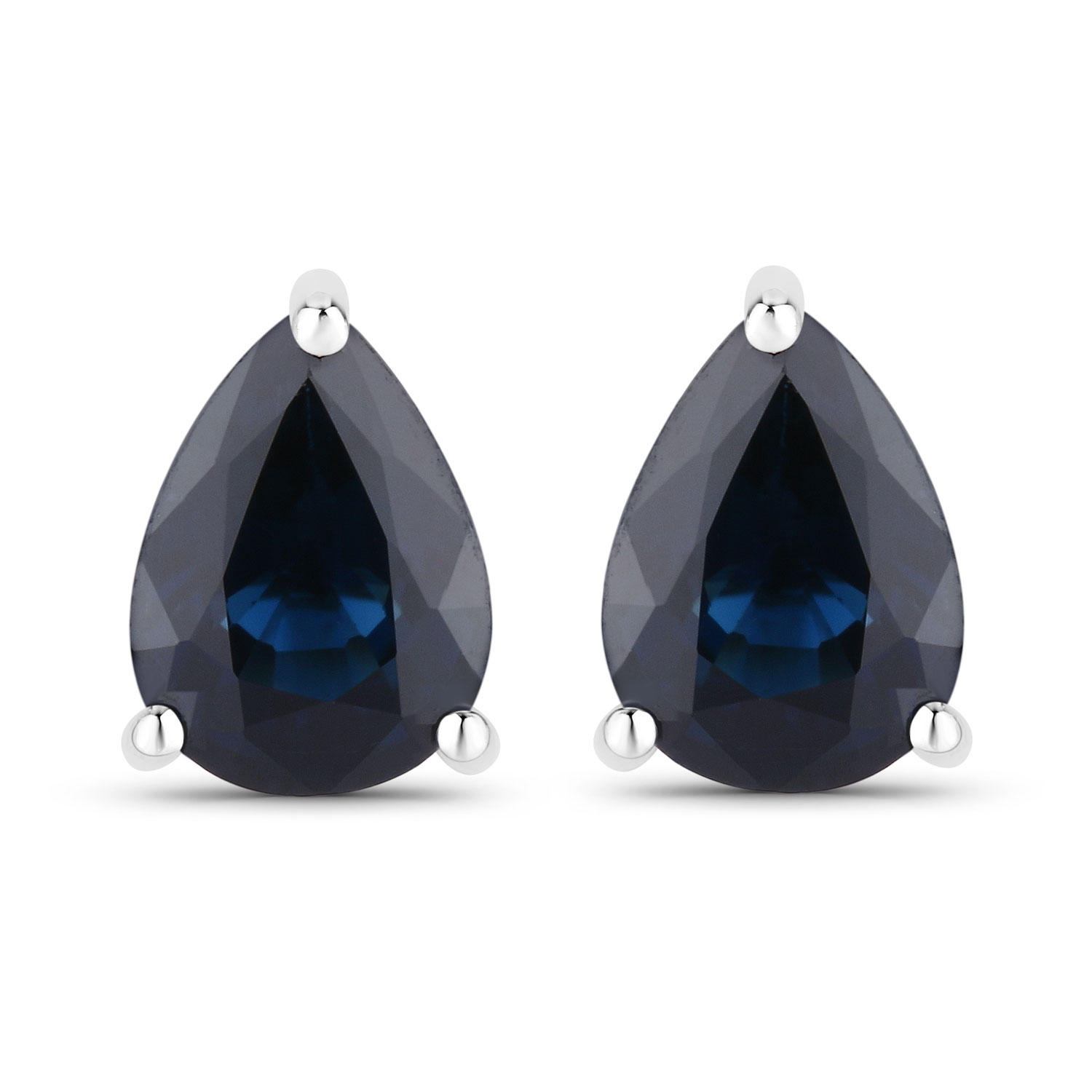 1.16 Carat Genuine Blue Sapphire 14K White Gold Earrings