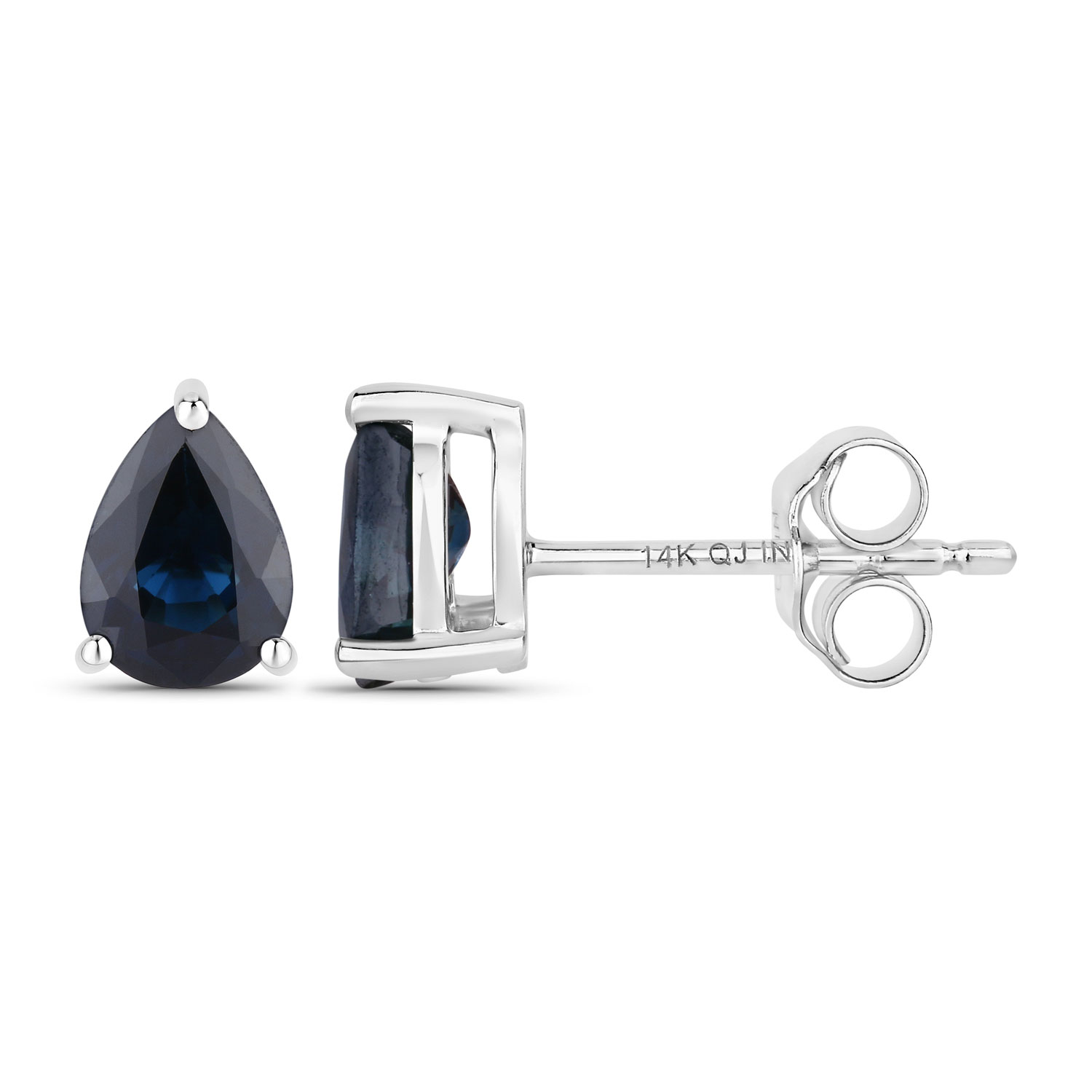 1.16 Carat Genuine Blue Sapphire 14K White Gold Earrings