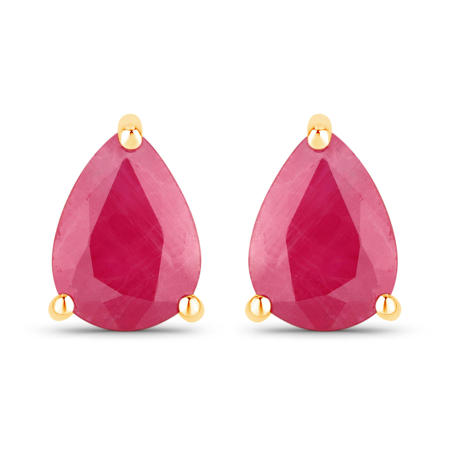 1.42 Carat Genuine Ruby 14K Yellow Gold Earrings