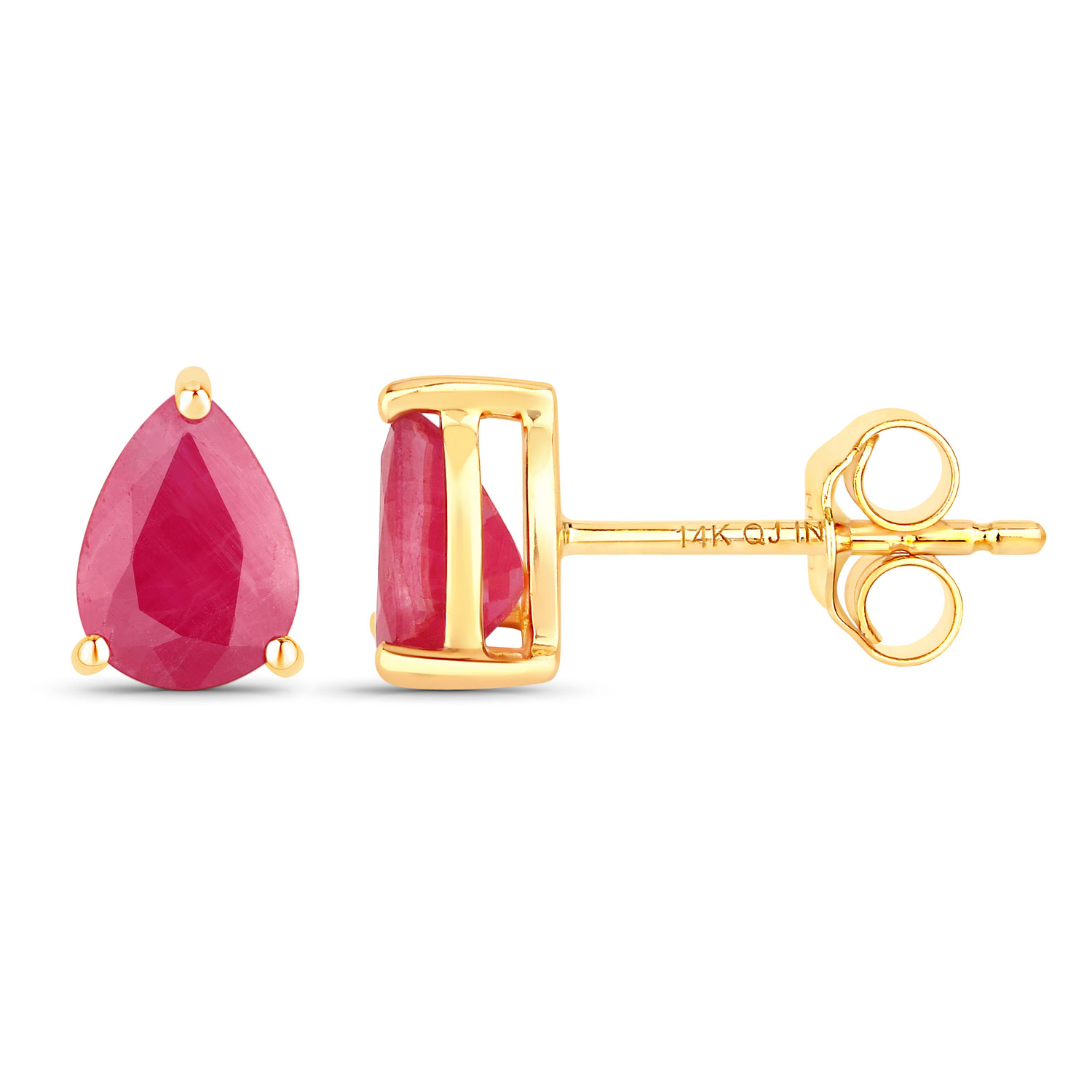 1.42 Carat Genuine Ruby 14K Yellow Gold Earrings