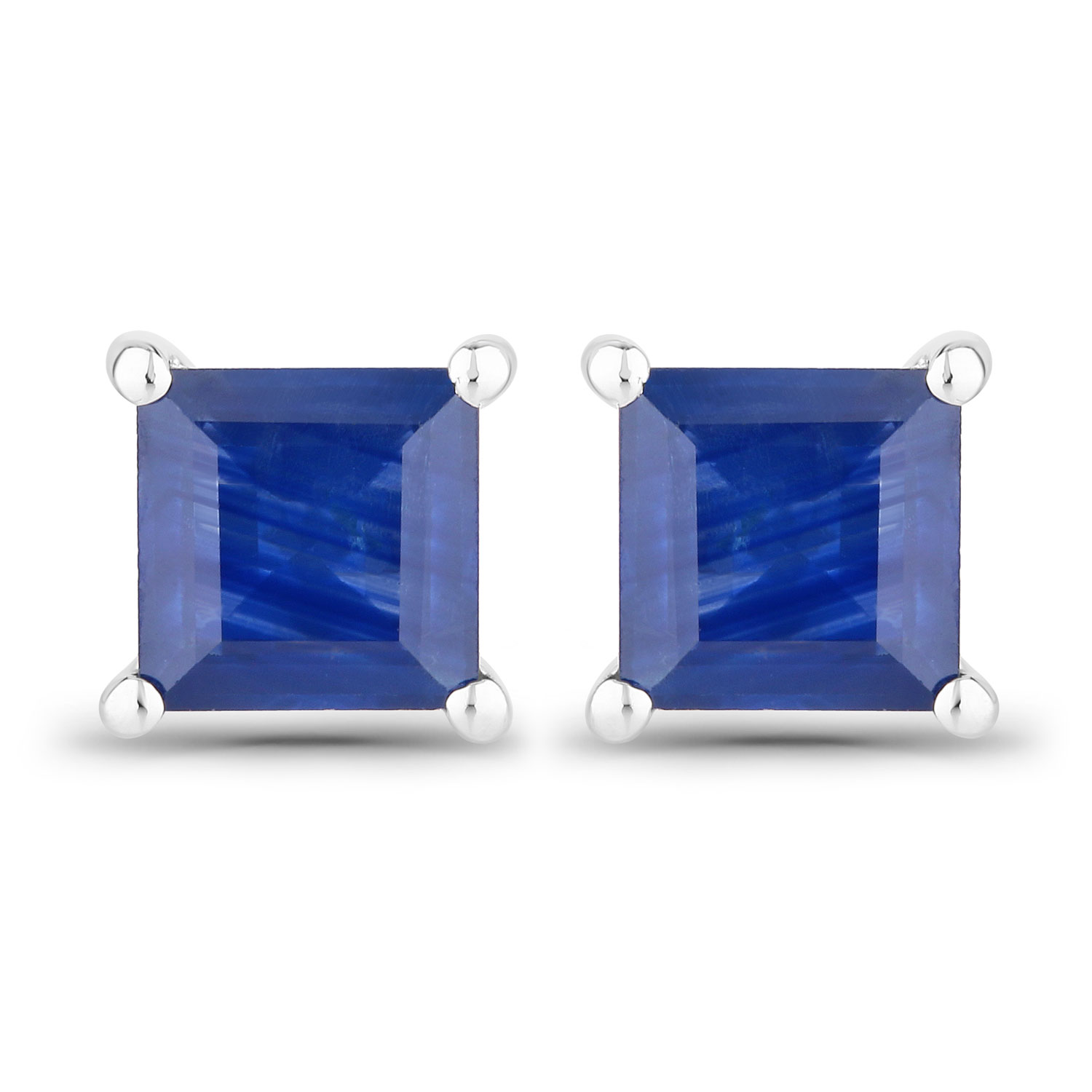 1.26 Carat Genuine Blue Sapphire 14K White Gold Earrings