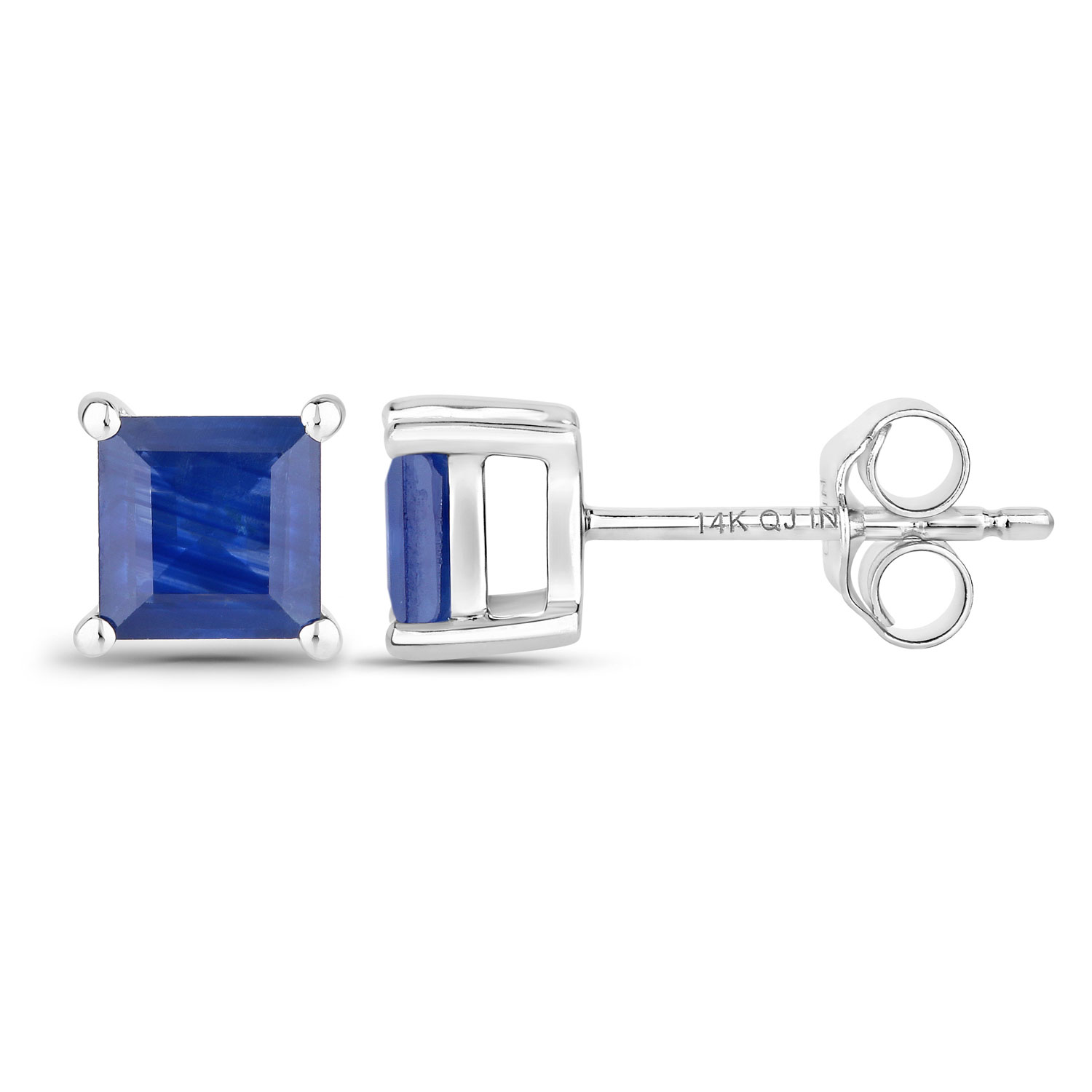 1.26 Carat Genuine Blue Sapphire 14K White Gold Earrings