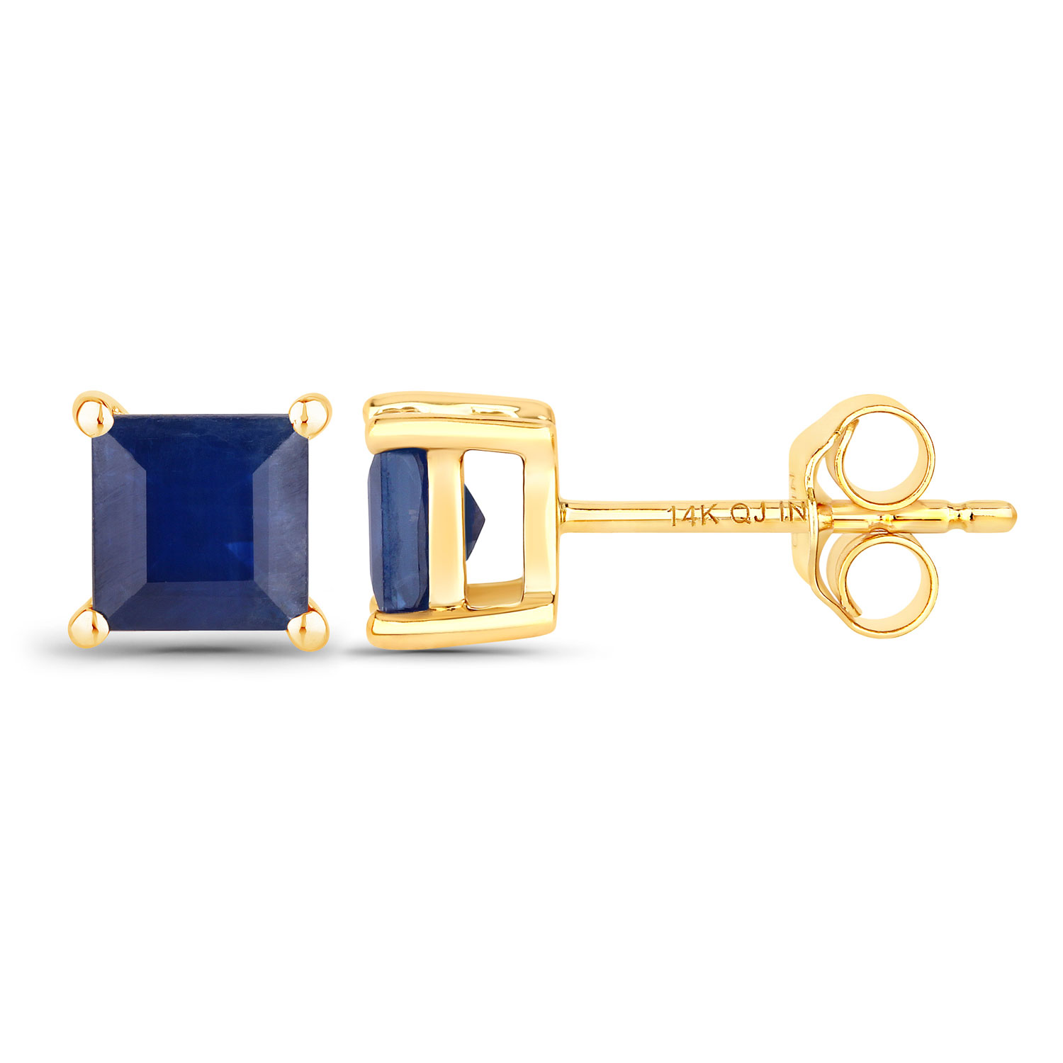 1.26 Carat Genuine Blue Sapphire 14K Yellow Gold Earrings