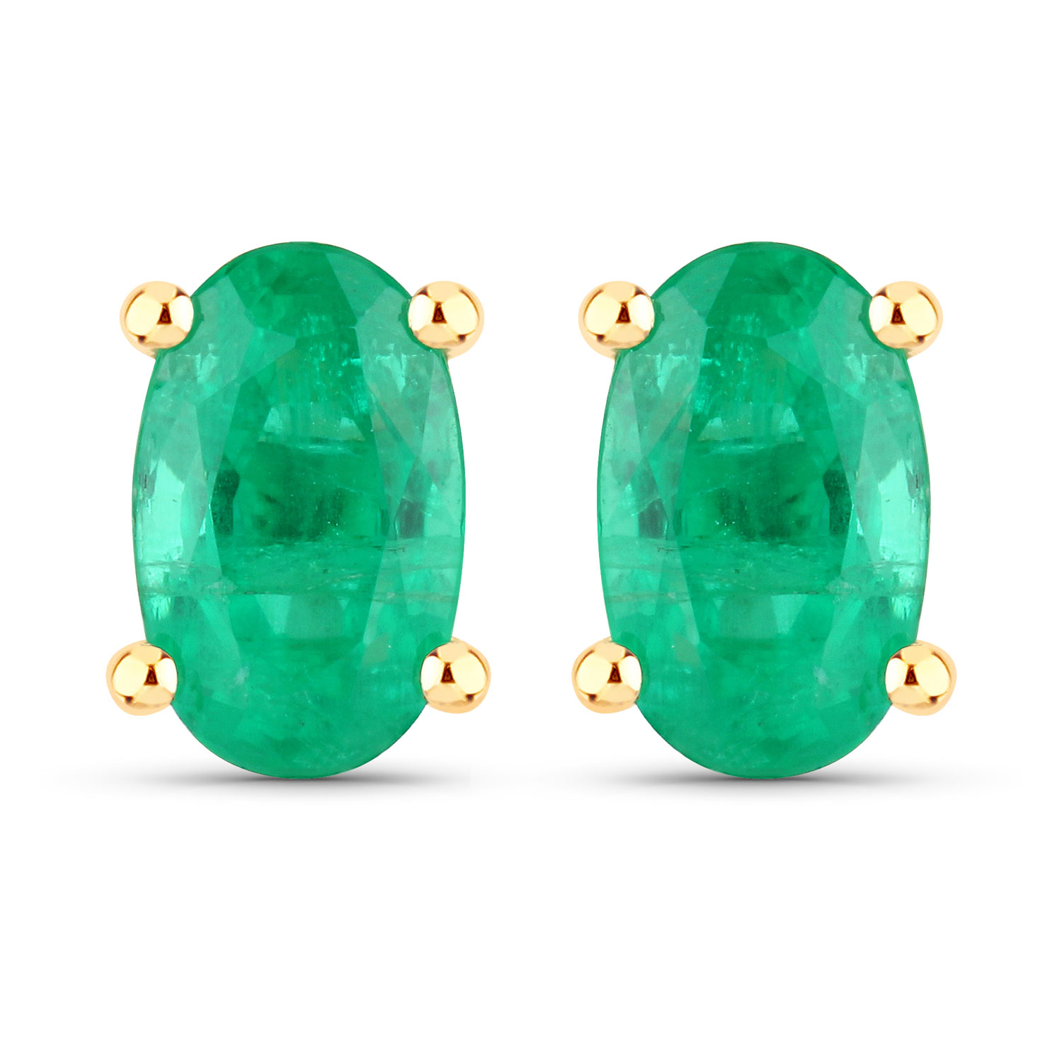 0.70 Carat Genuine Zambian Emerald 14K Yellow Gold Earrings