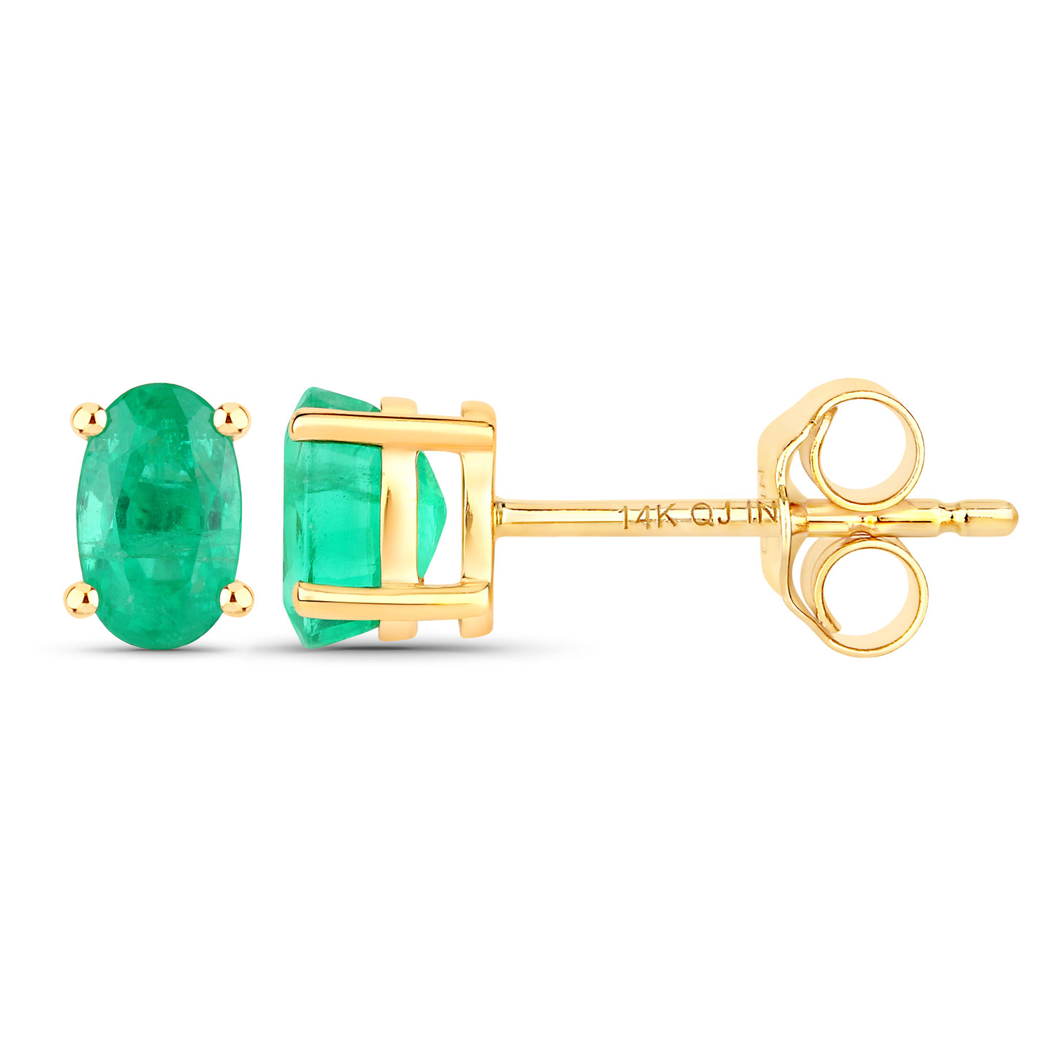 0.70 Carat Genuine Zambian Emerald 14K Yellow Gold Earrings