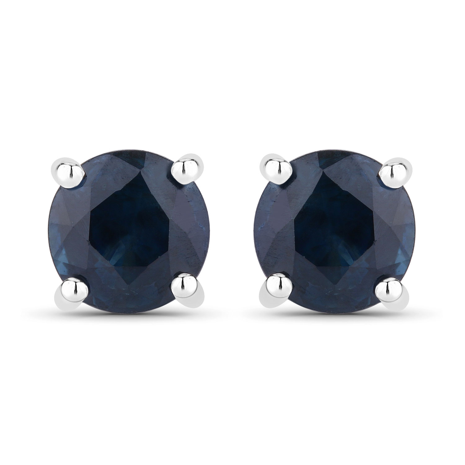 1.30 Carat Genuine Blue Sapphire 14K White Gold Earrings
