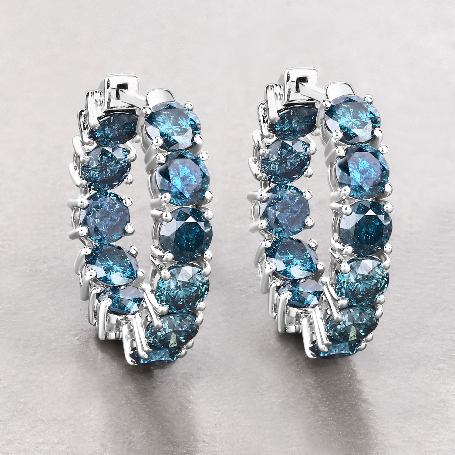 5.29 Carat Genuine Blue Diamond 14K White Gold Earrings
