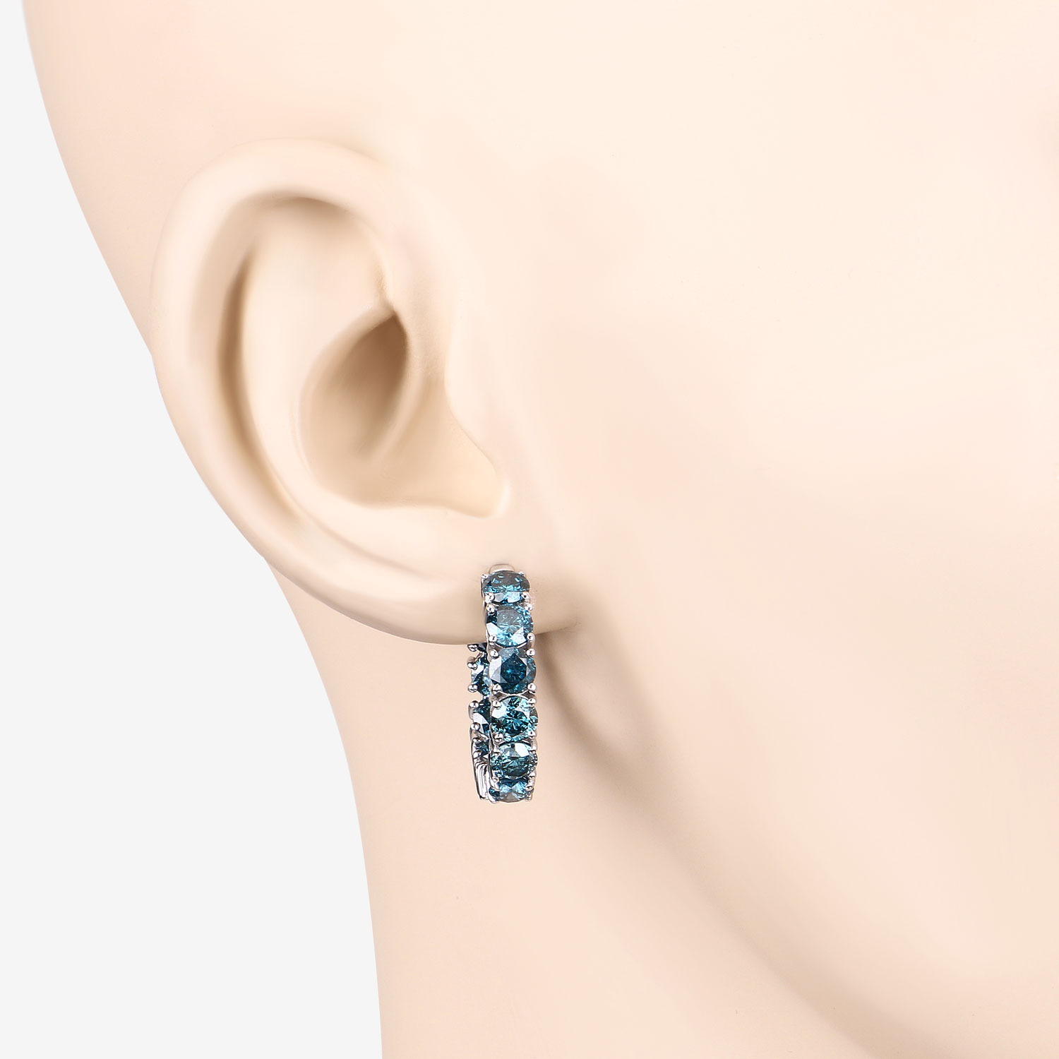 5.29 Carat Genuine Blue Diamond 14K White Gold Earrings