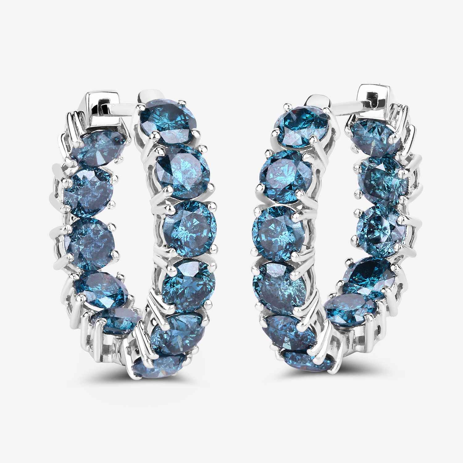 5.29 Carat Genuine Blue Diamond 14K White Gold Earrings