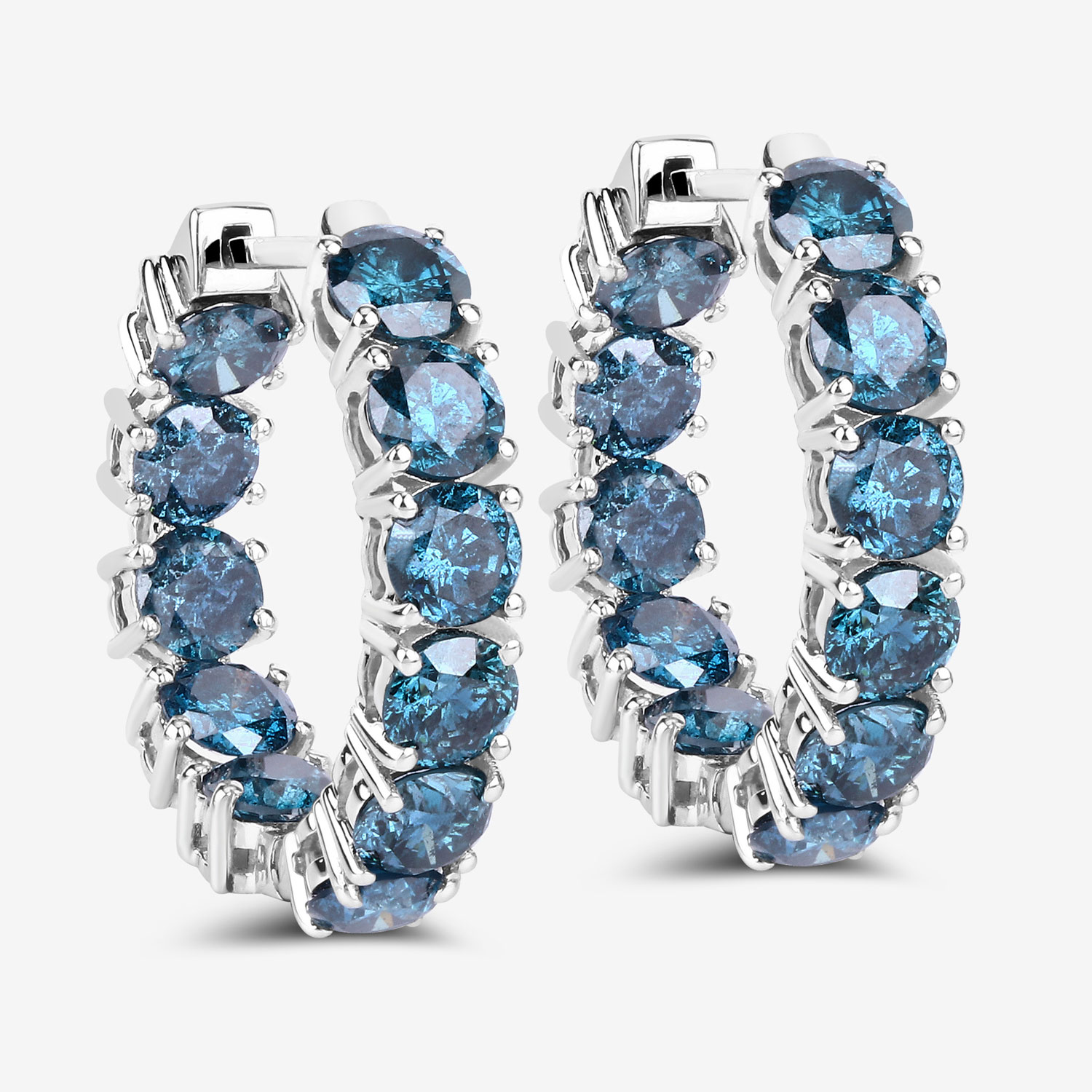 5.29 Carat Genuine Blue Diamond 14K White Gold Earrings