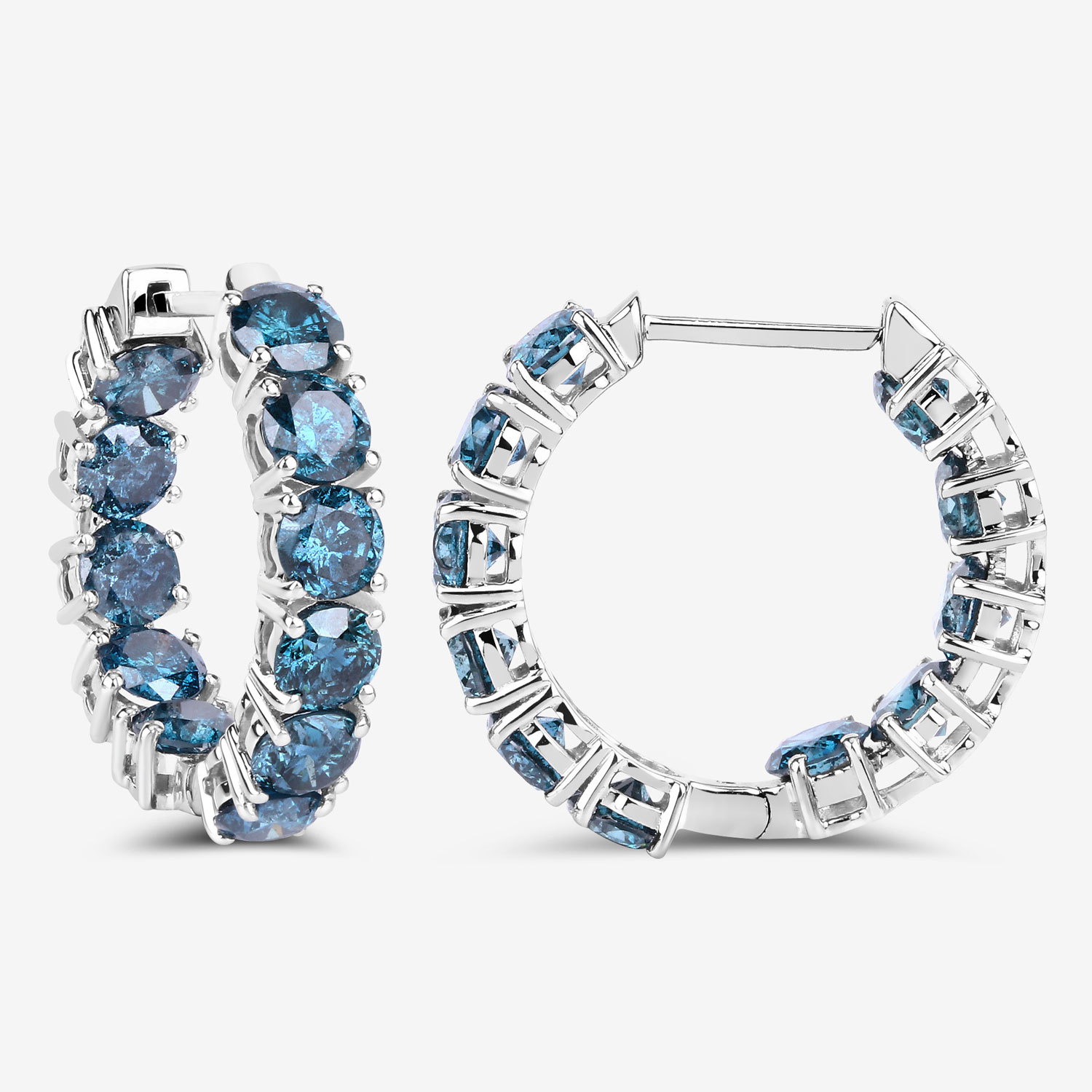 5.29 Carat Genuine Blue Diamond 14K White Gold Earrings