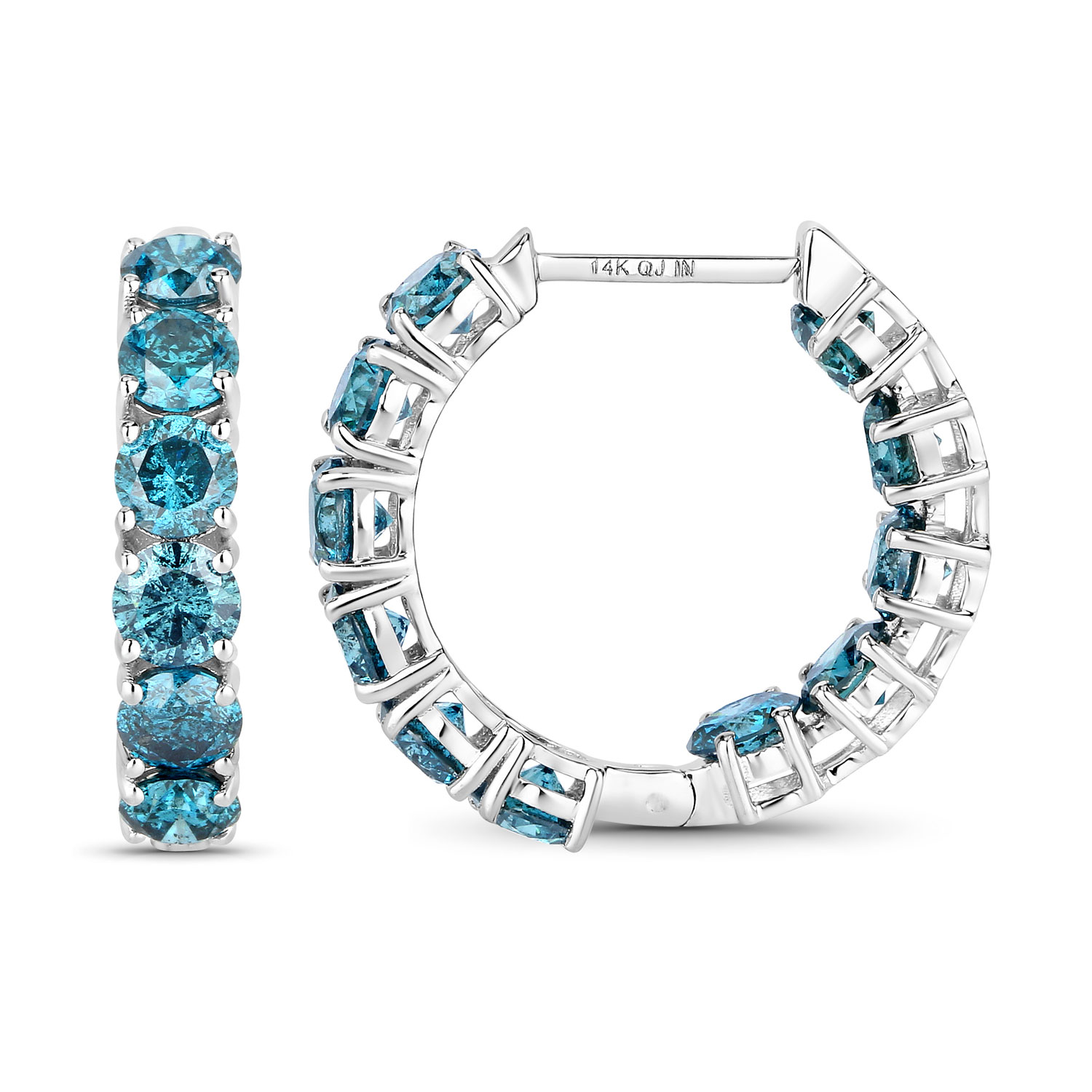 5.29 Carat Genuine Blue Diamond 14K White Gold Earrings