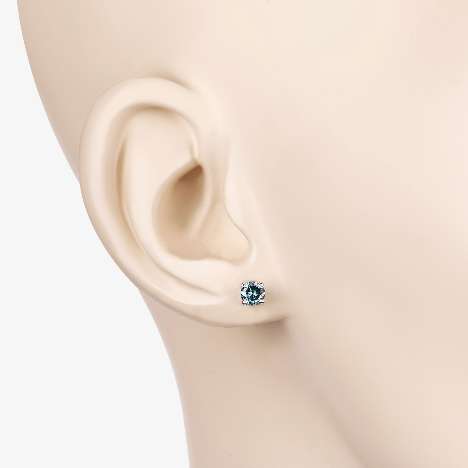 0.61 Carat Genuine Blue Diamond 14K White Gold Earrings