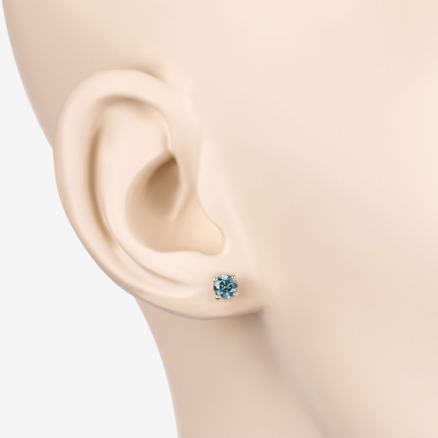 0.61 Carat Genuine Blue Diamond 14K Yellow Gold Earrings