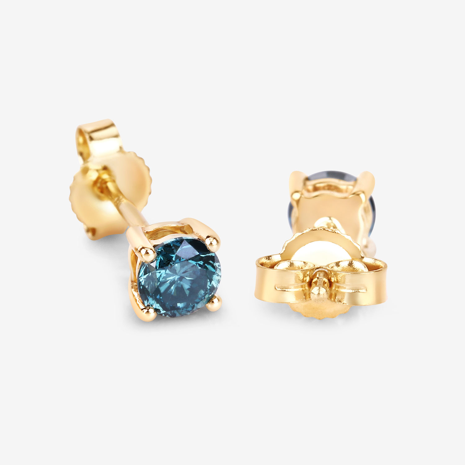 0.61 Carat Genuine Blue Diamond 14K Yellow Gold Earrings