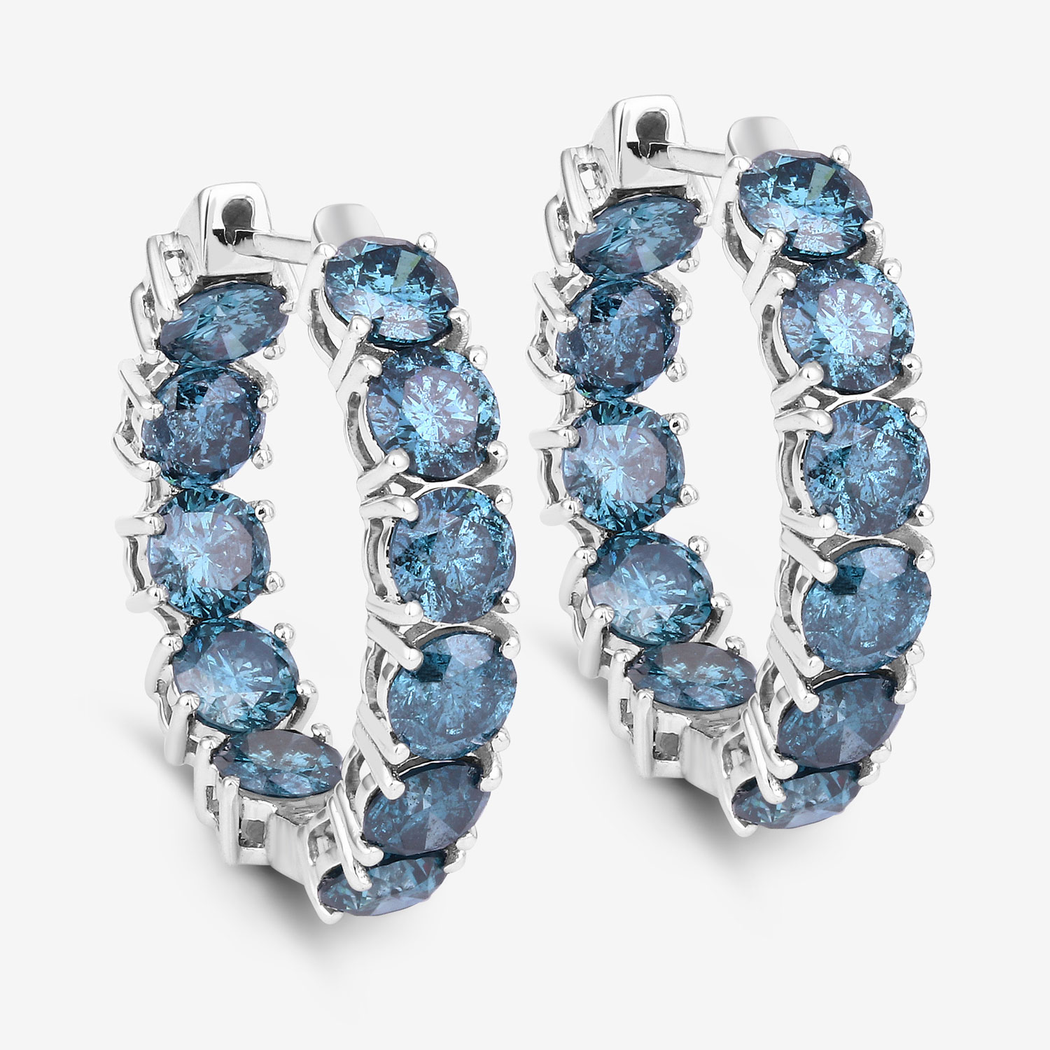 6.89 Carat Genuine Blue Diamond 14K White Gold Earrings