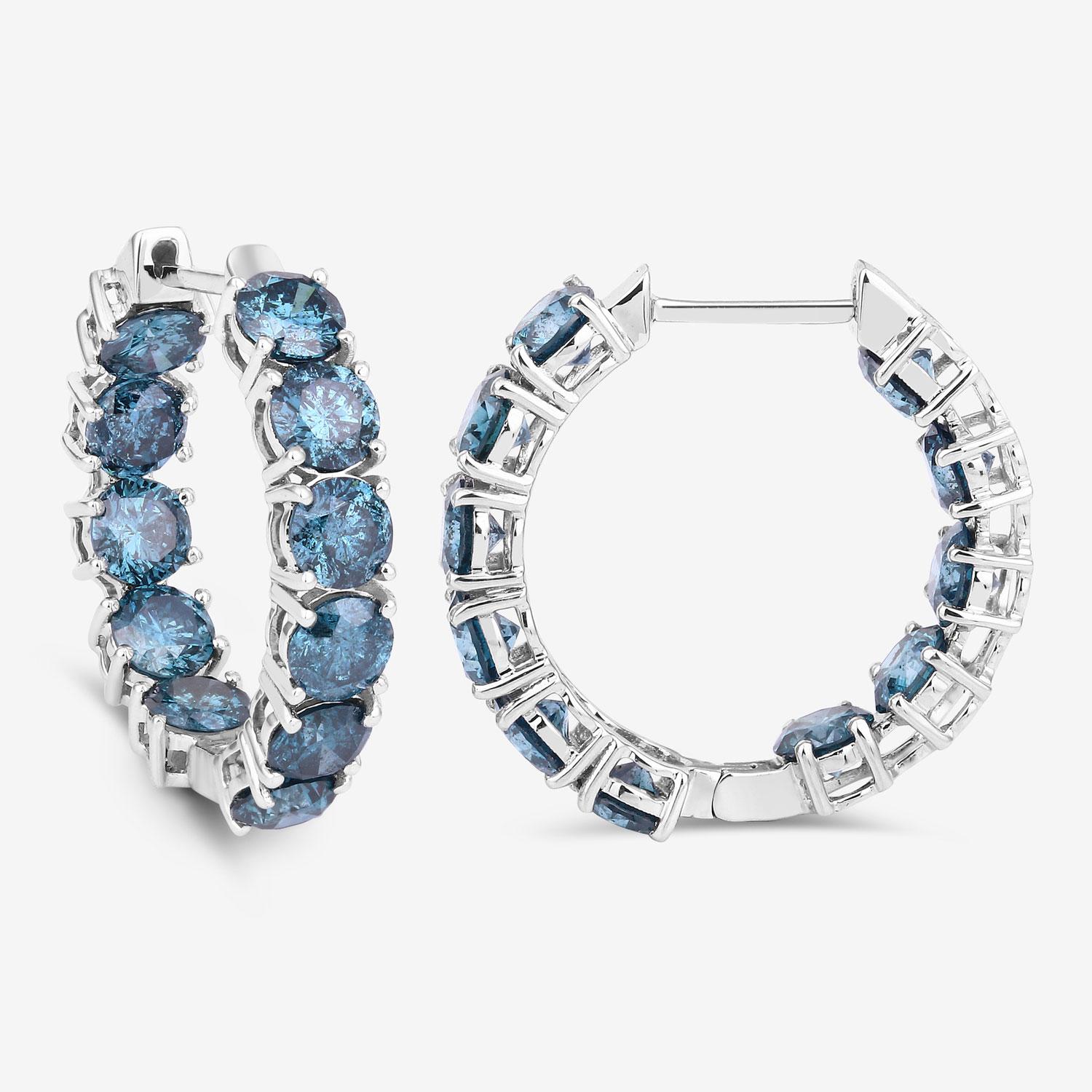 6.89 Carat Genuine Blue Diamond 14K White Gold Earrings