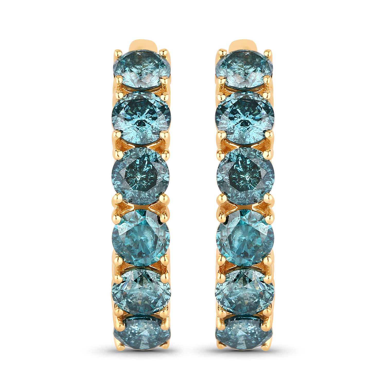 6.89 Carat Genuine Blue Diamond 14K Yellow Gold Earrings