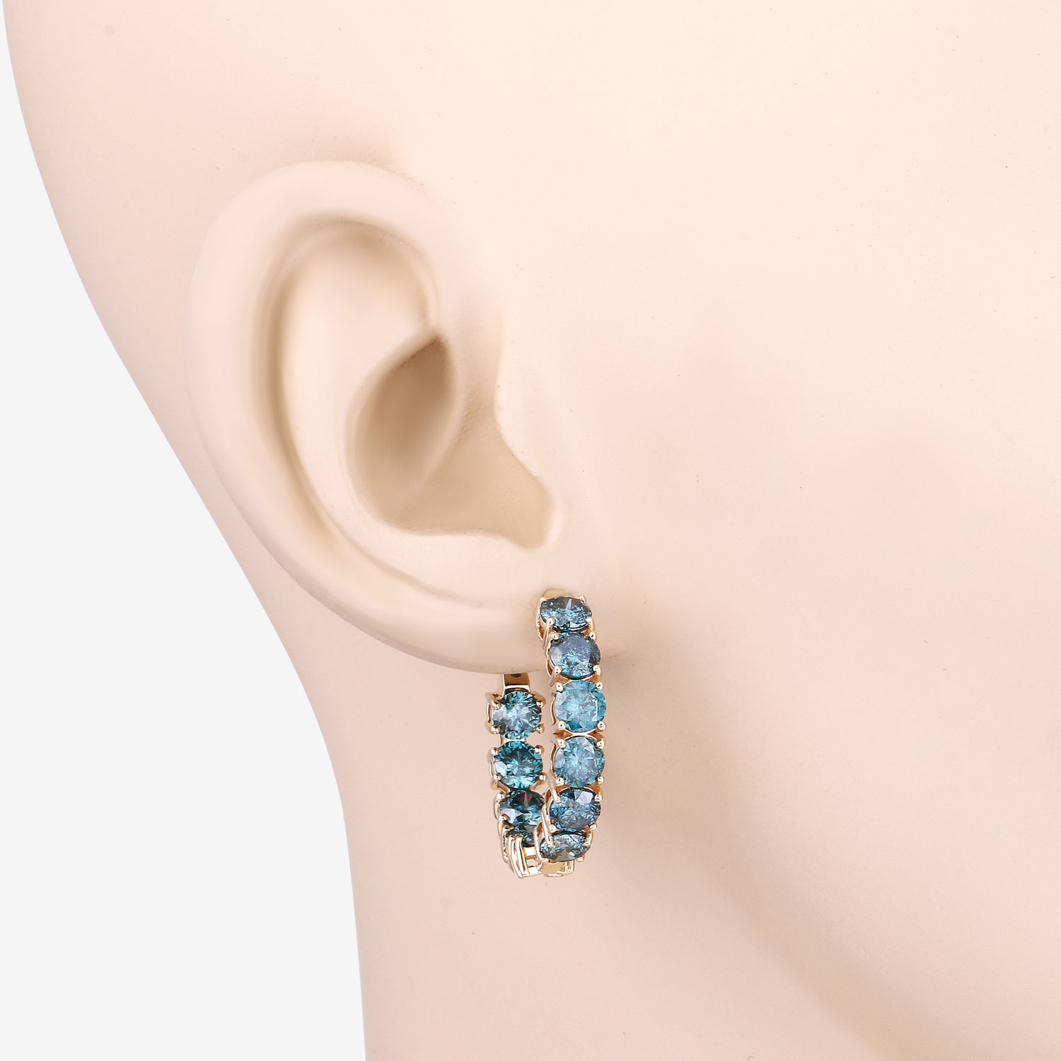 6.89 Carat Genuine Blue Diamond 14K Yellow Gold Earrings