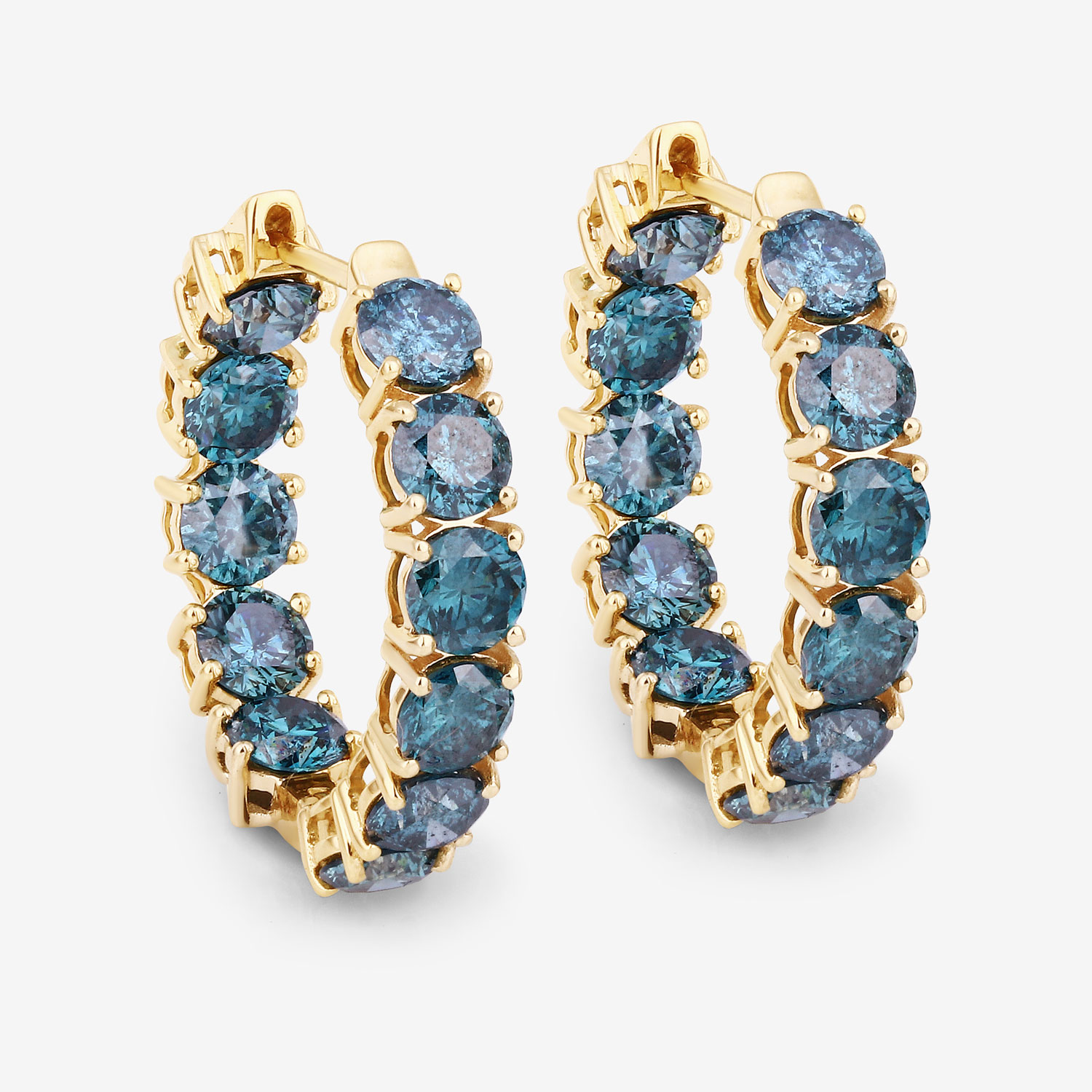 6.89 Carat Genuine Blue Diamond 14K Yellow Gold Earrings