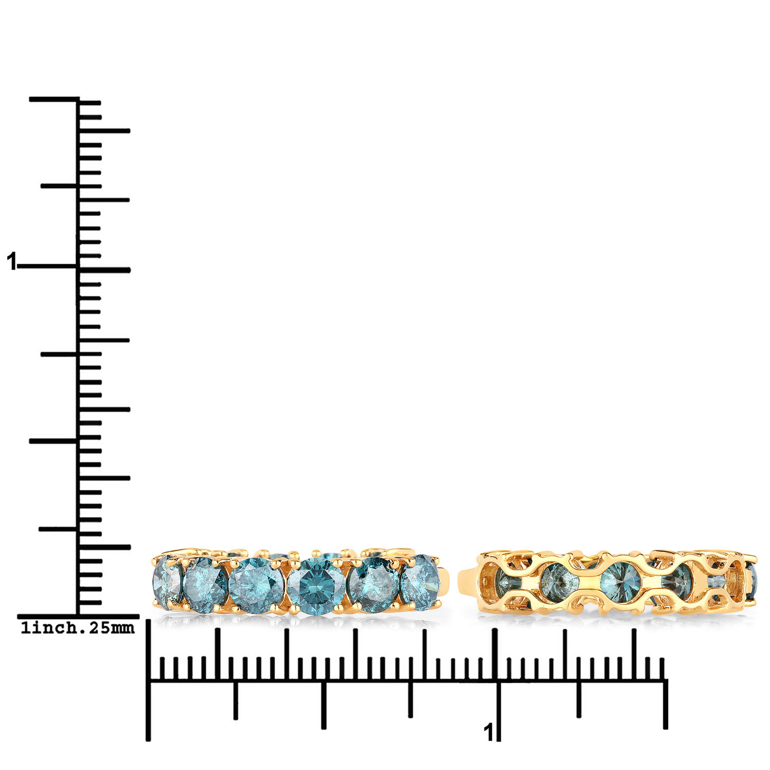 6.89 Carat Genuine Blue Diamond 14K Yellow Gold Earrings